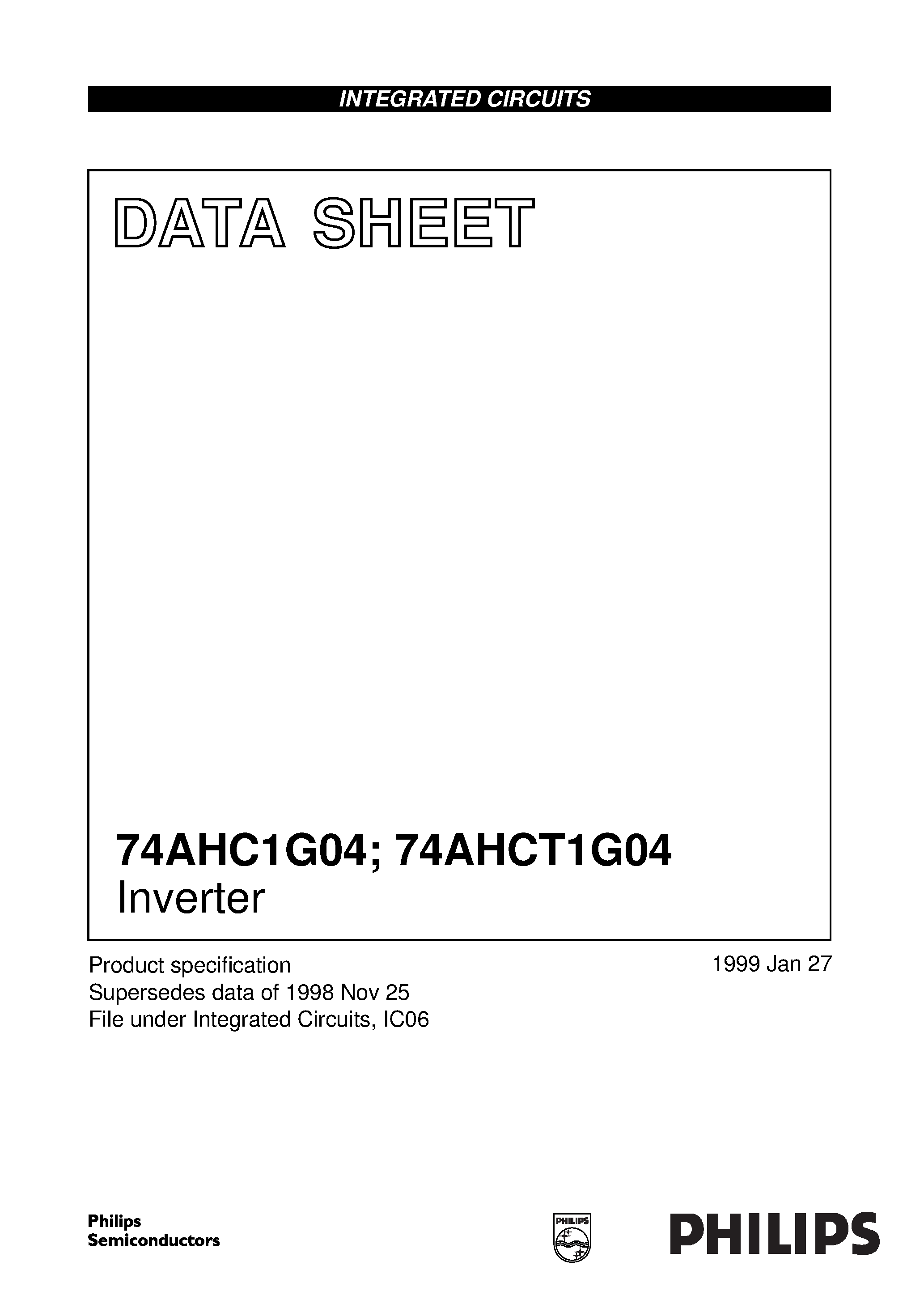 Datasheet 74AHC1G04 page 1 Datasheet 74AHC1G04 - Inverter page 1