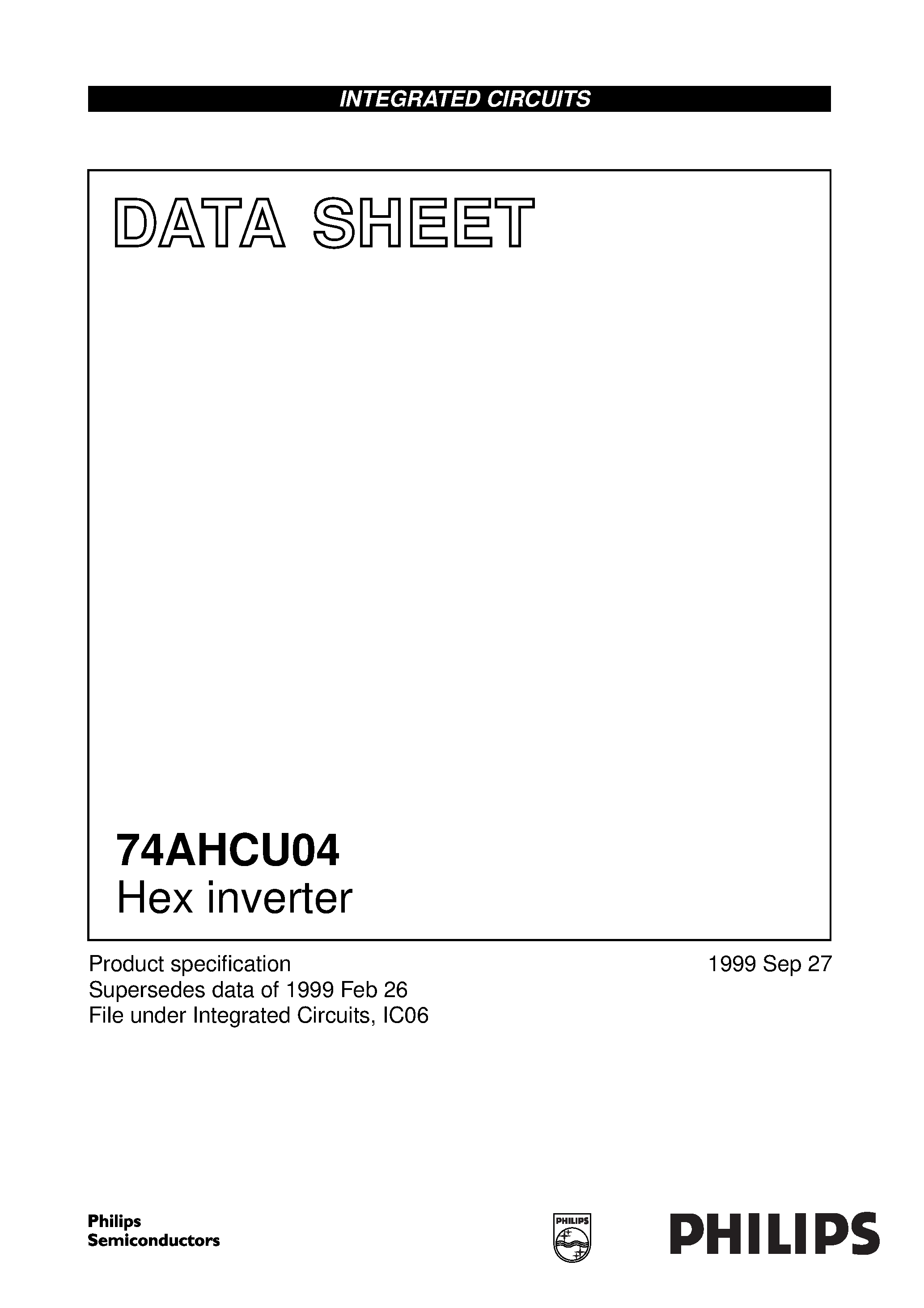 Даташит 74AHCU04 - Hex inverter страница 1