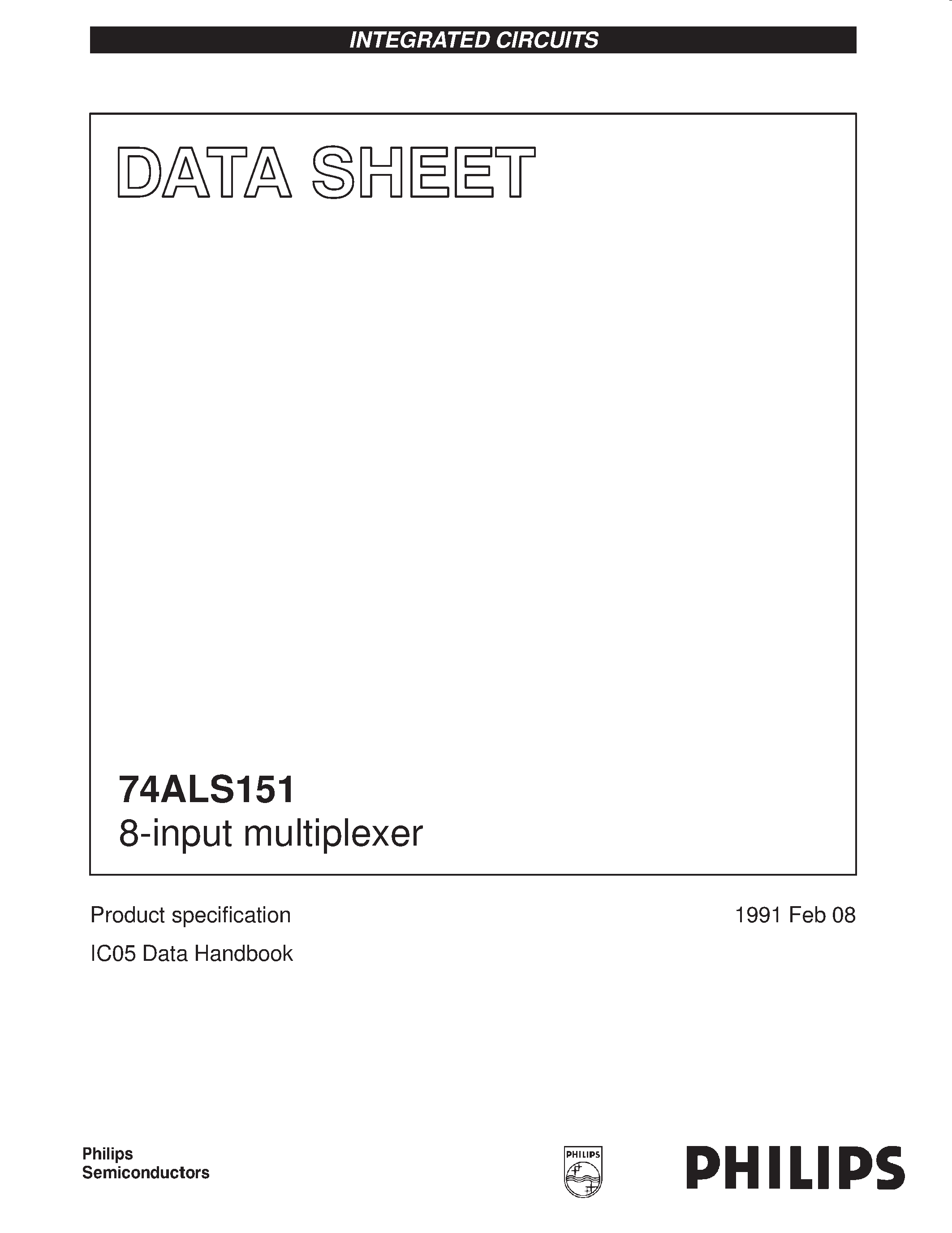 Даташит на микросхему 74ALS151N страница 1 Даташит 74ALS151N - 8-input multiplexer страница 1