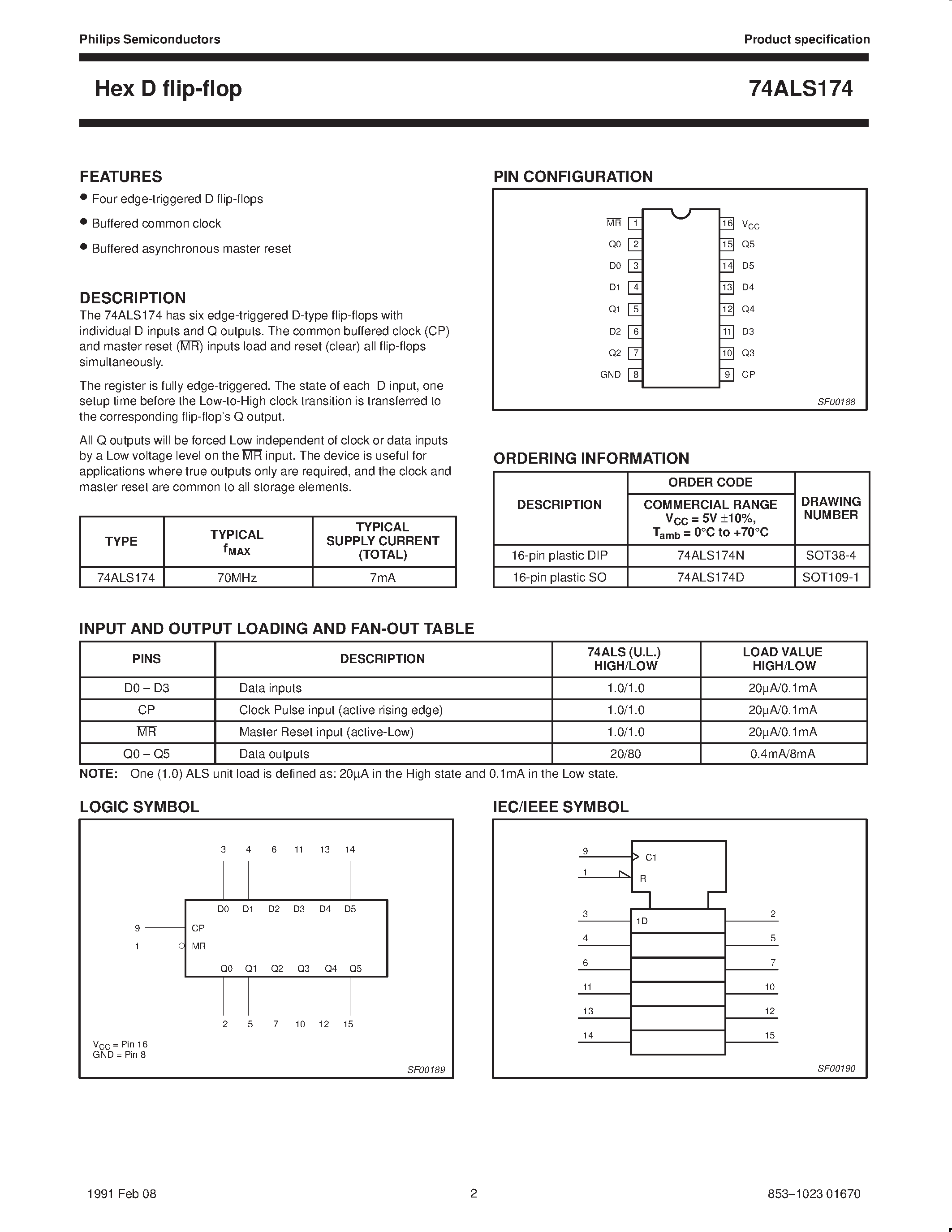 Datasheet 74ALS174 - Hex D flip-flop page 2