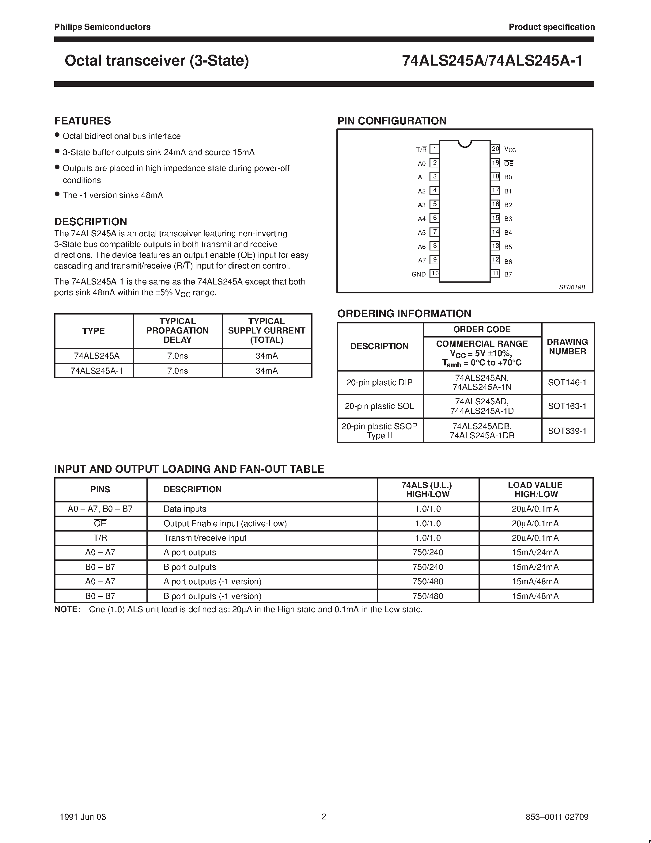Datasheet 74ALS245AD - Octal transceiver 3-State page 2