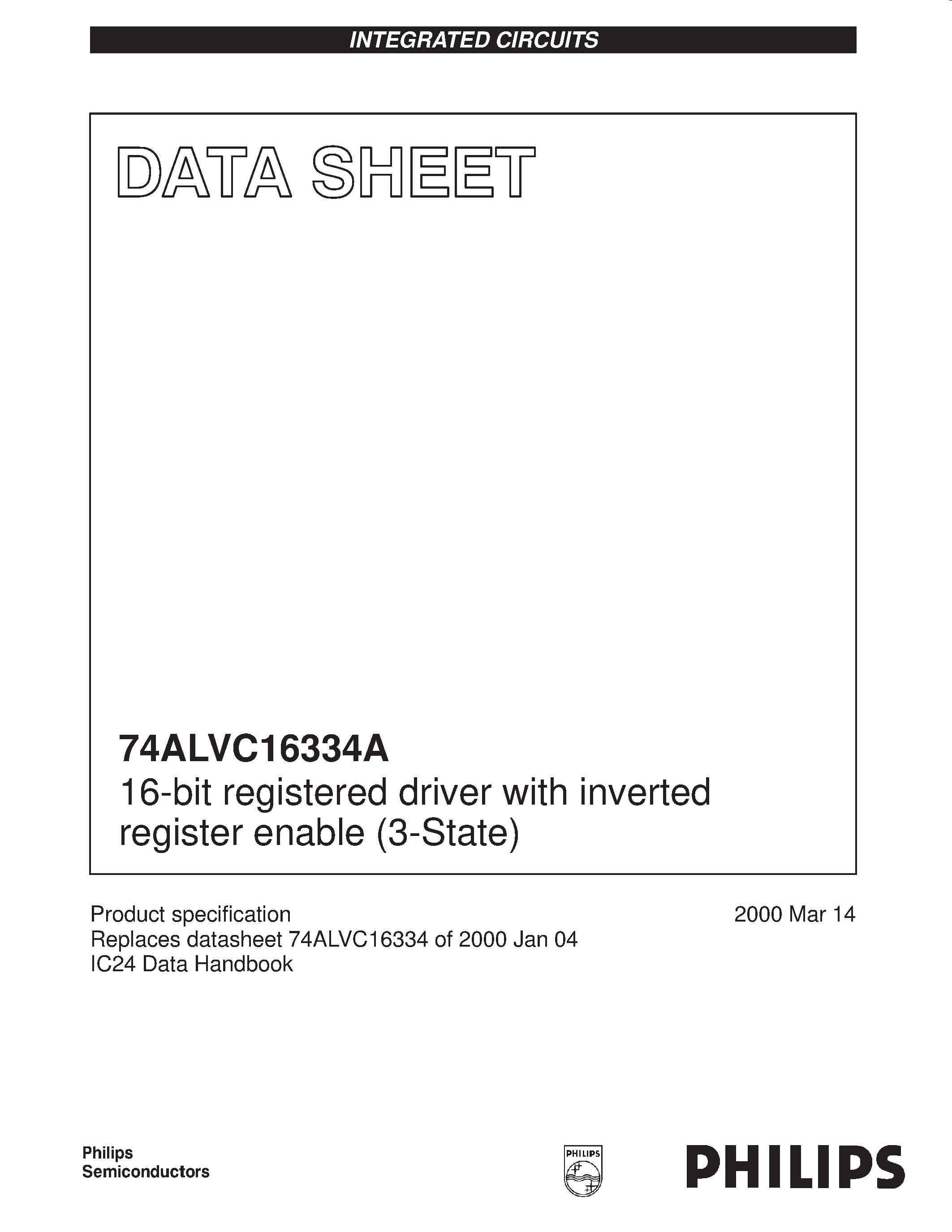 Datasheet 74ALVC16334 - 16-bit registered driver with inverted register enable 3-State page 1