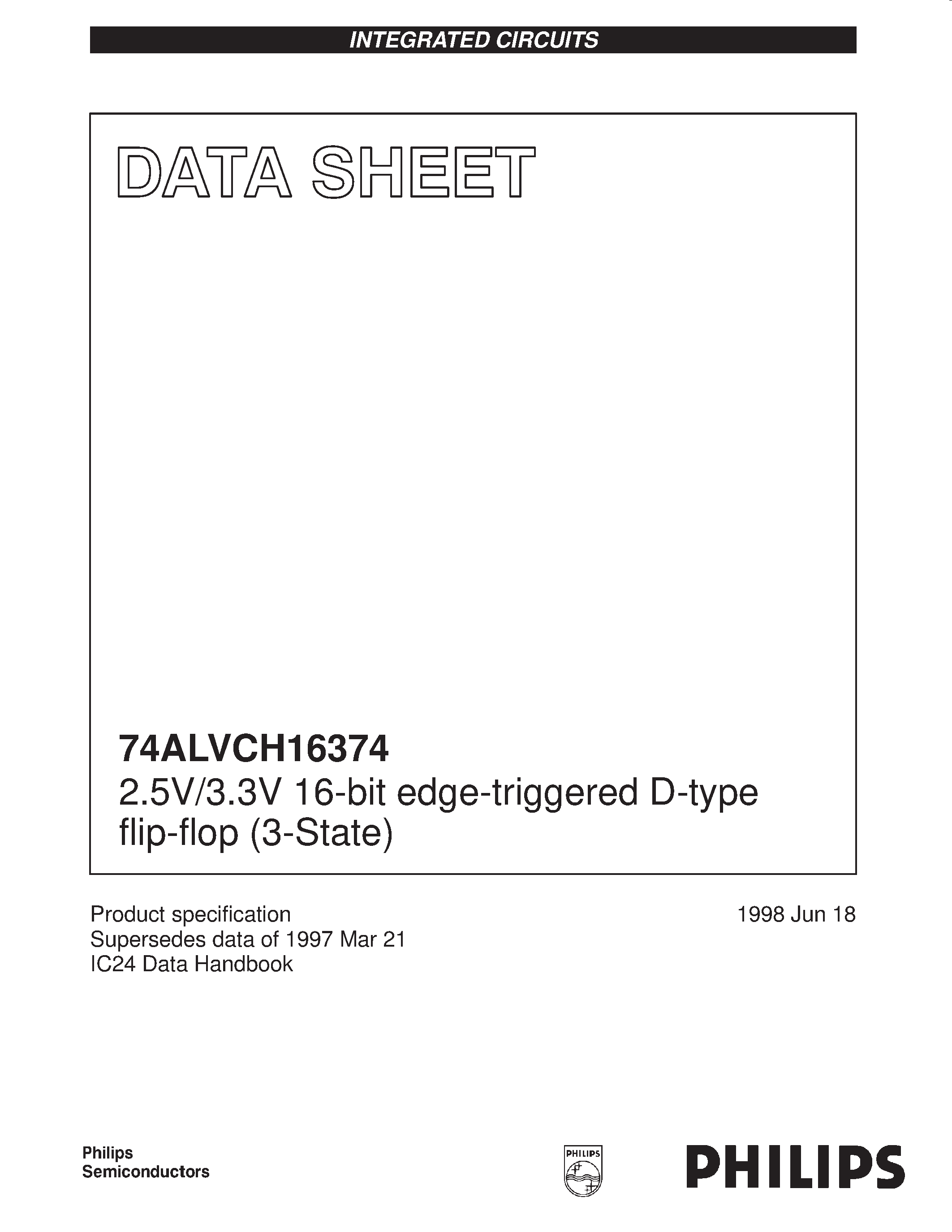 Datasheet 74ALVCH16374DGG - 2.5V/3.3V 16-bit edge-triggered D-type flip-flop 3-State page 1