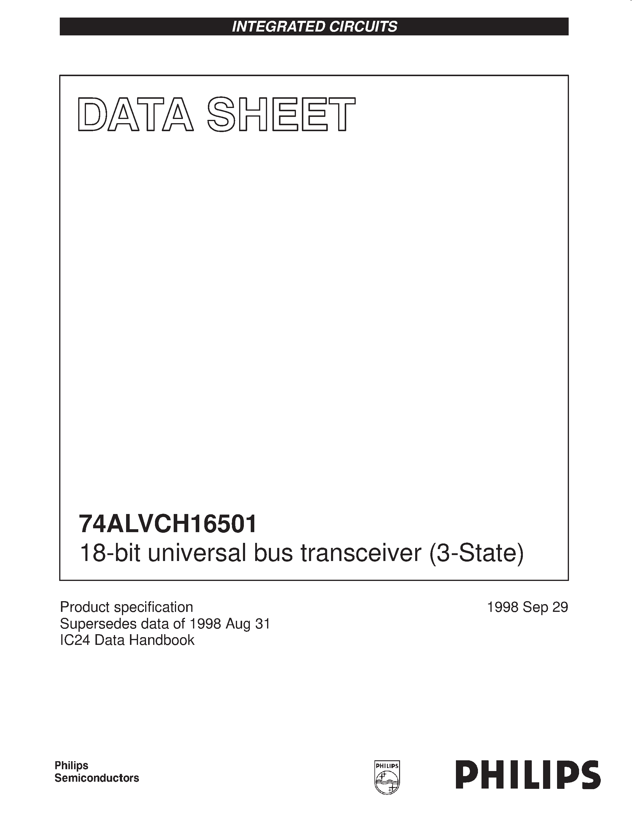 Даташит 74ALVCH16501 - 18-bit universal bus transceiver 3-State страница 1