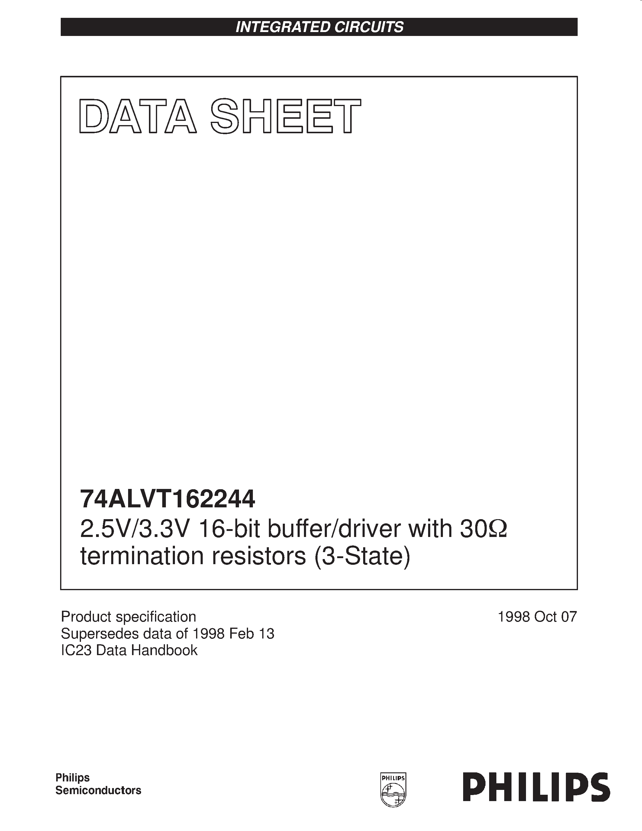 Datasheet 74ALVT162244DGG - 2.5V/3.3V 16-bit buffer/driver with 30ohm termination resistors 3-State page 1