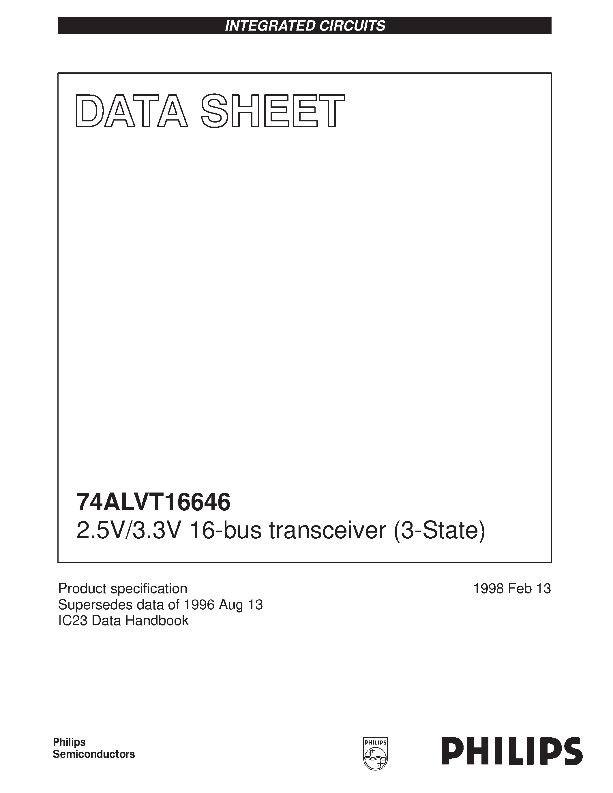 Даташит 74ALVT16646 - 2.5V/3.3V 16-bus transceiver 3-State страница 1