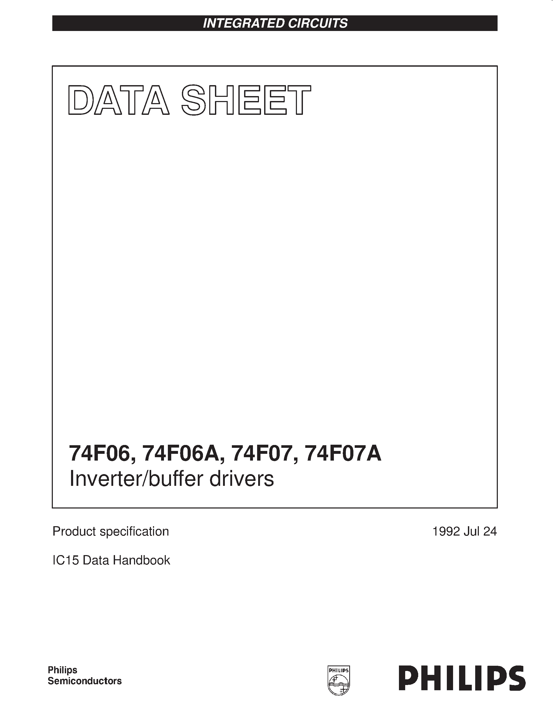 Datasheet 74F07A page 1 Datasheet 74F07A - Inverter/buffer drivers page 1