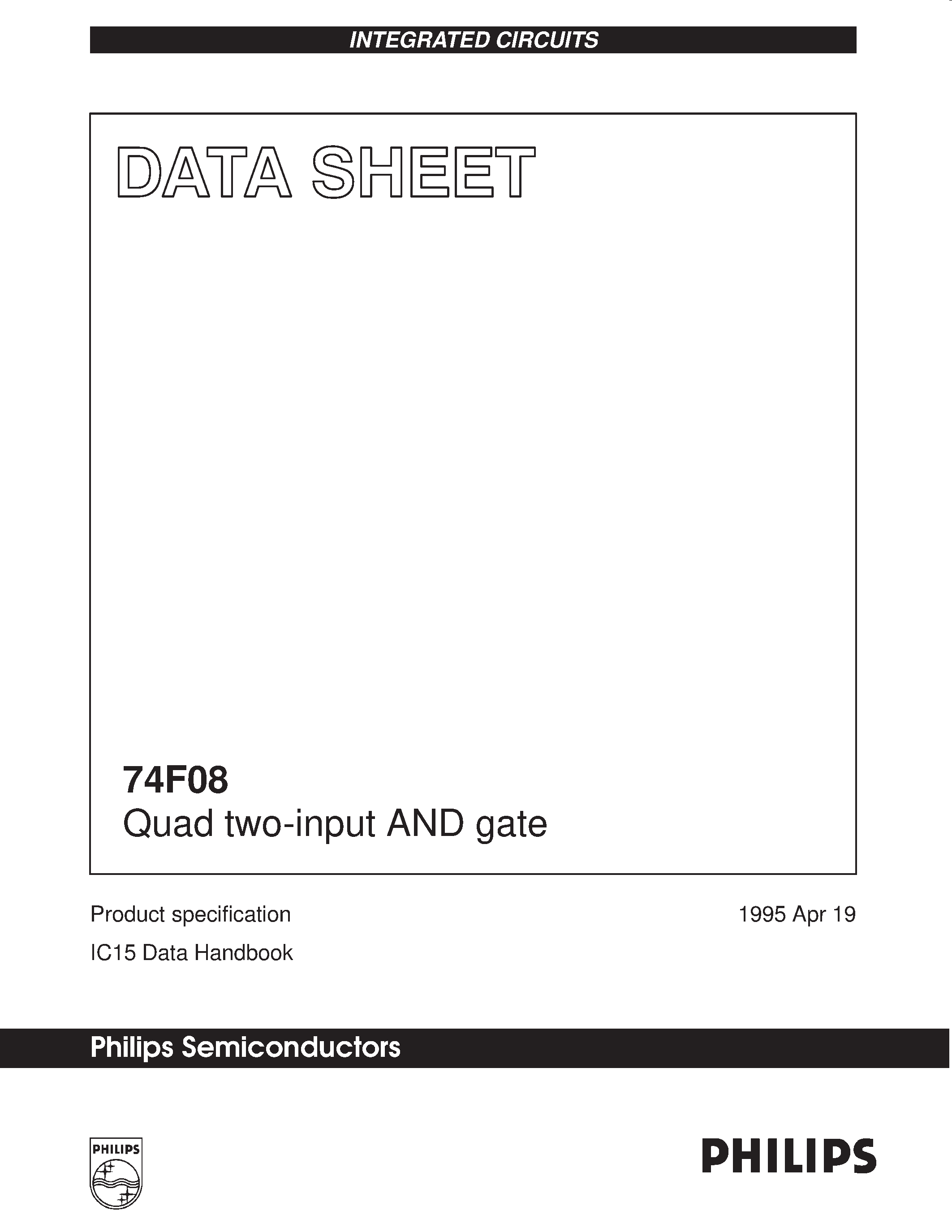 Datasheet 74F08 page 1 Datasheet 74F08 - Quad two-input AND gate page 1