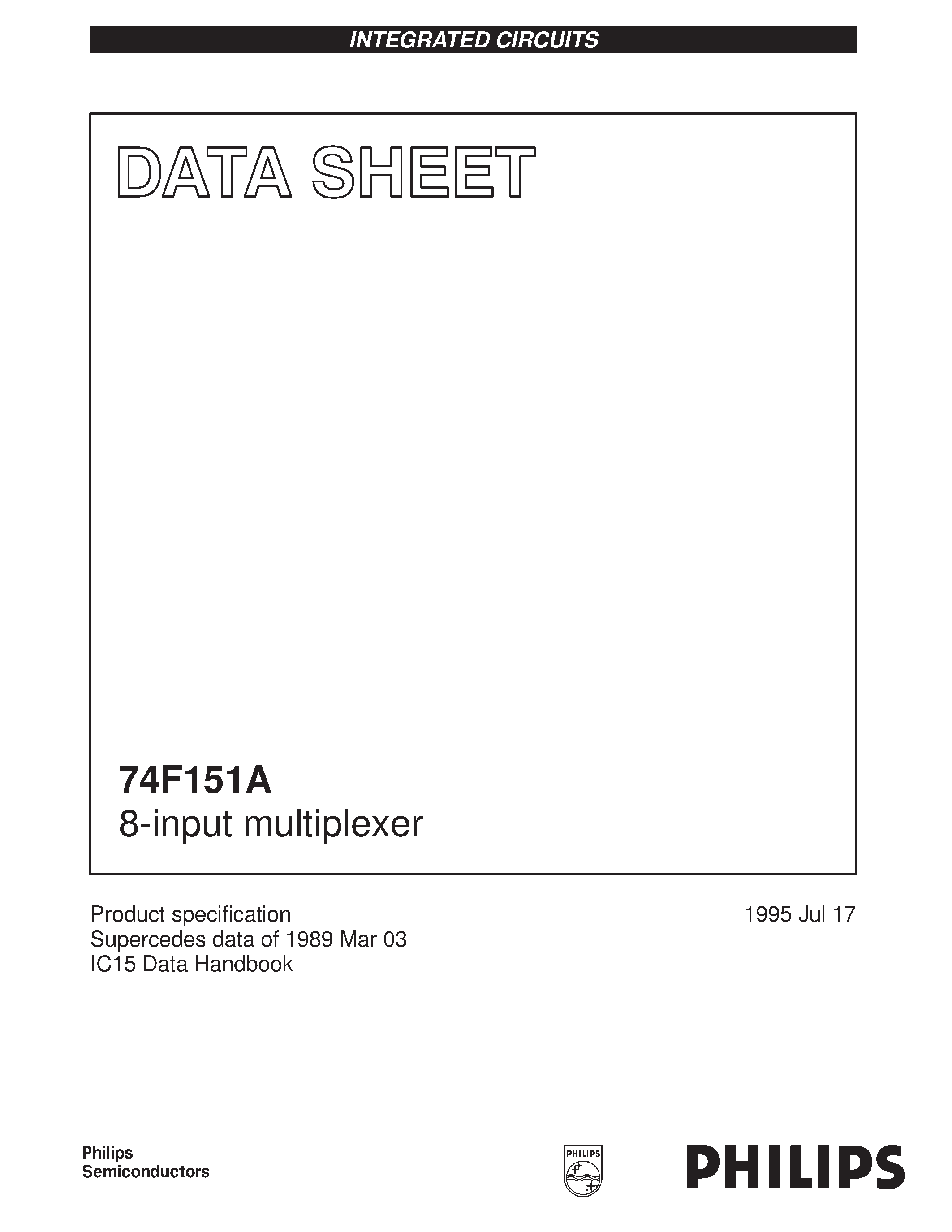 Datasheet 74F151 page 1 Datasheet 74F151 - 8-input multiplexer page 1