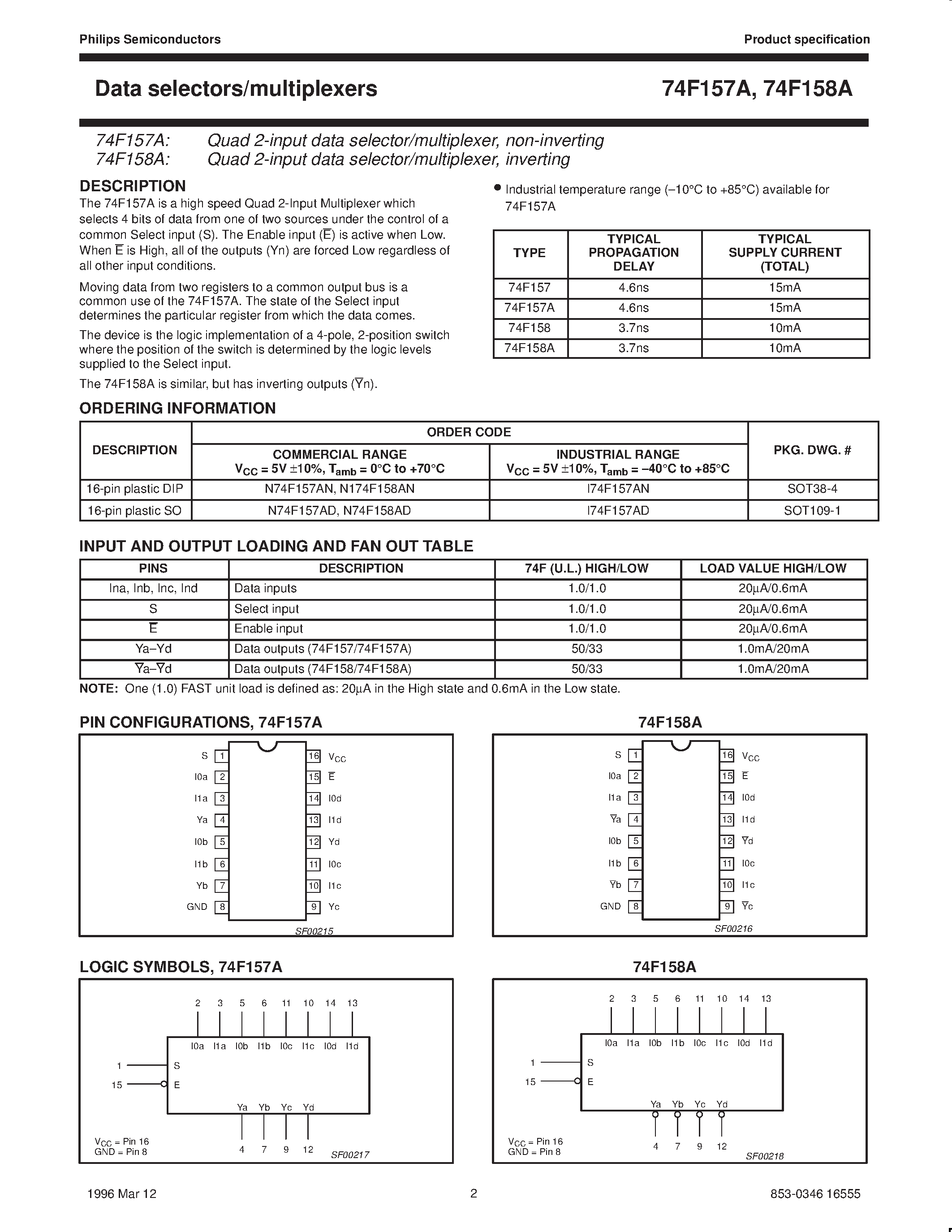 Datasheet 74F157 page 2 Datasheet 74F157 - Data selectors/multiplexers page 2