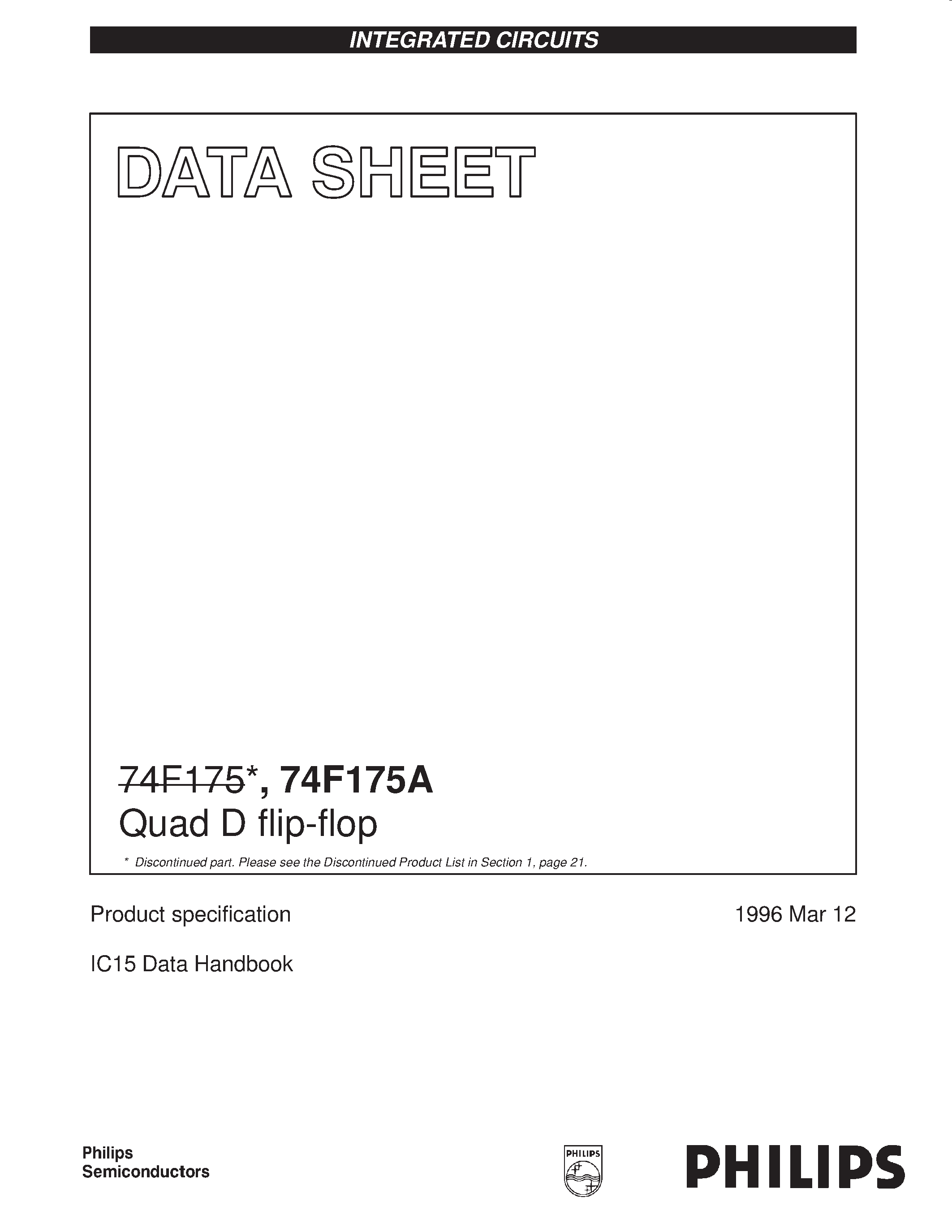 Datasheet 74F175AN - Quad D flip-flop page 1