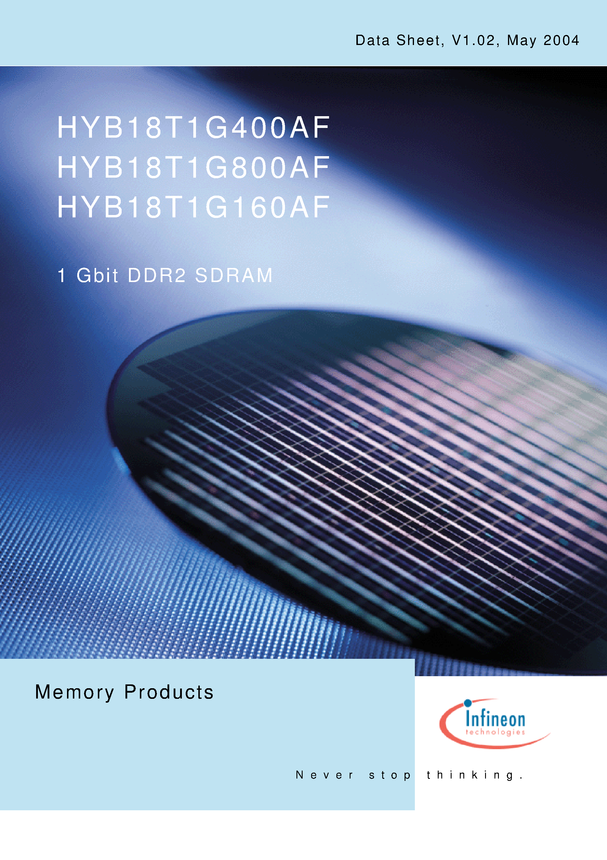 Даташит на микросхему HYB18T1G800AF страница 1 Даташит HYB18T1G800AF - 1 Gbit DDR2 SDRAM страница 1