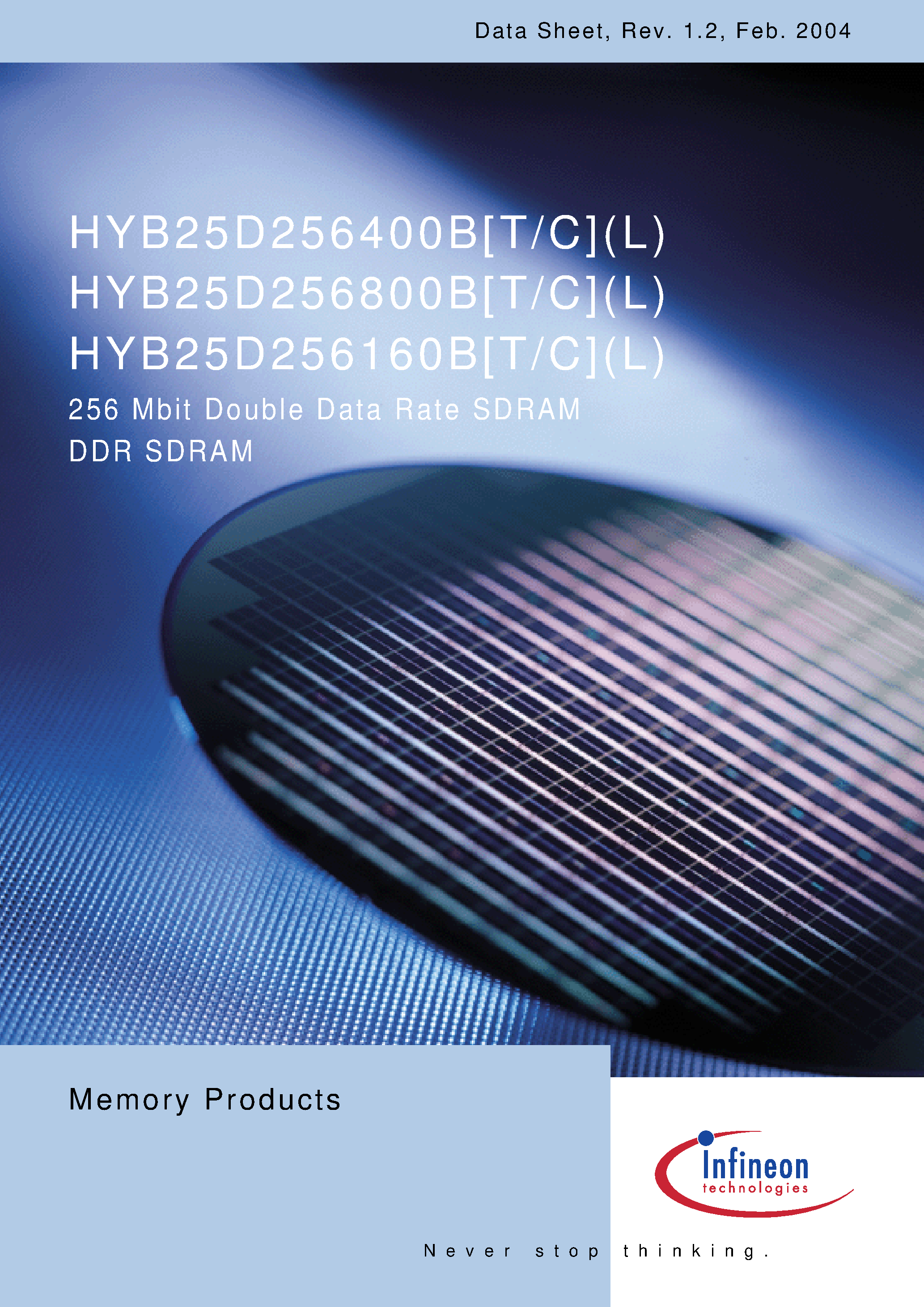 Datasheet HYB25D256160BTL-5 - 256 Mbit Double Data Rate SDRAM page 1