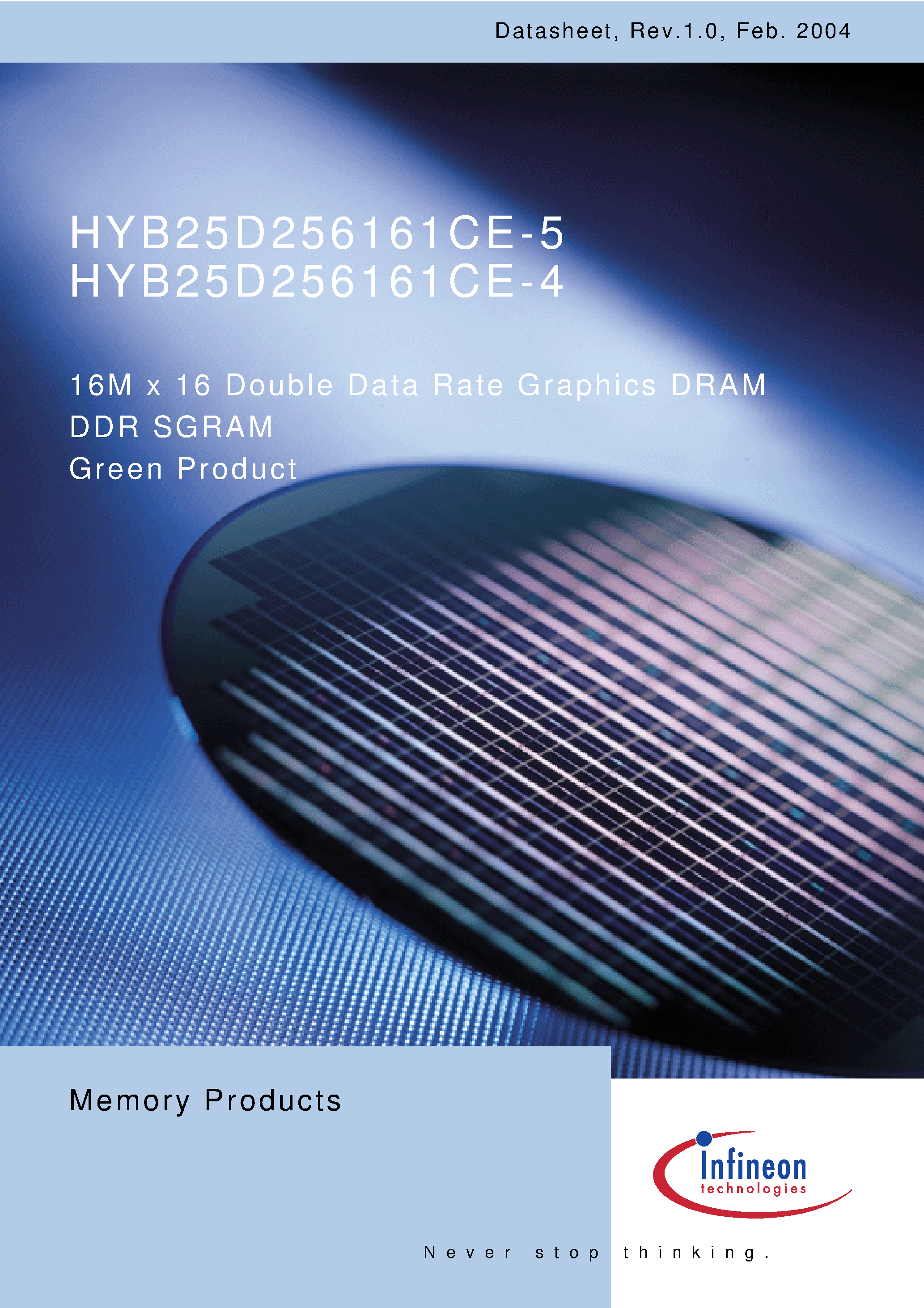 Datasheet HYB25D256161CE-5 - 16M x 16 Double Data Rate Graphics DRAM page 1