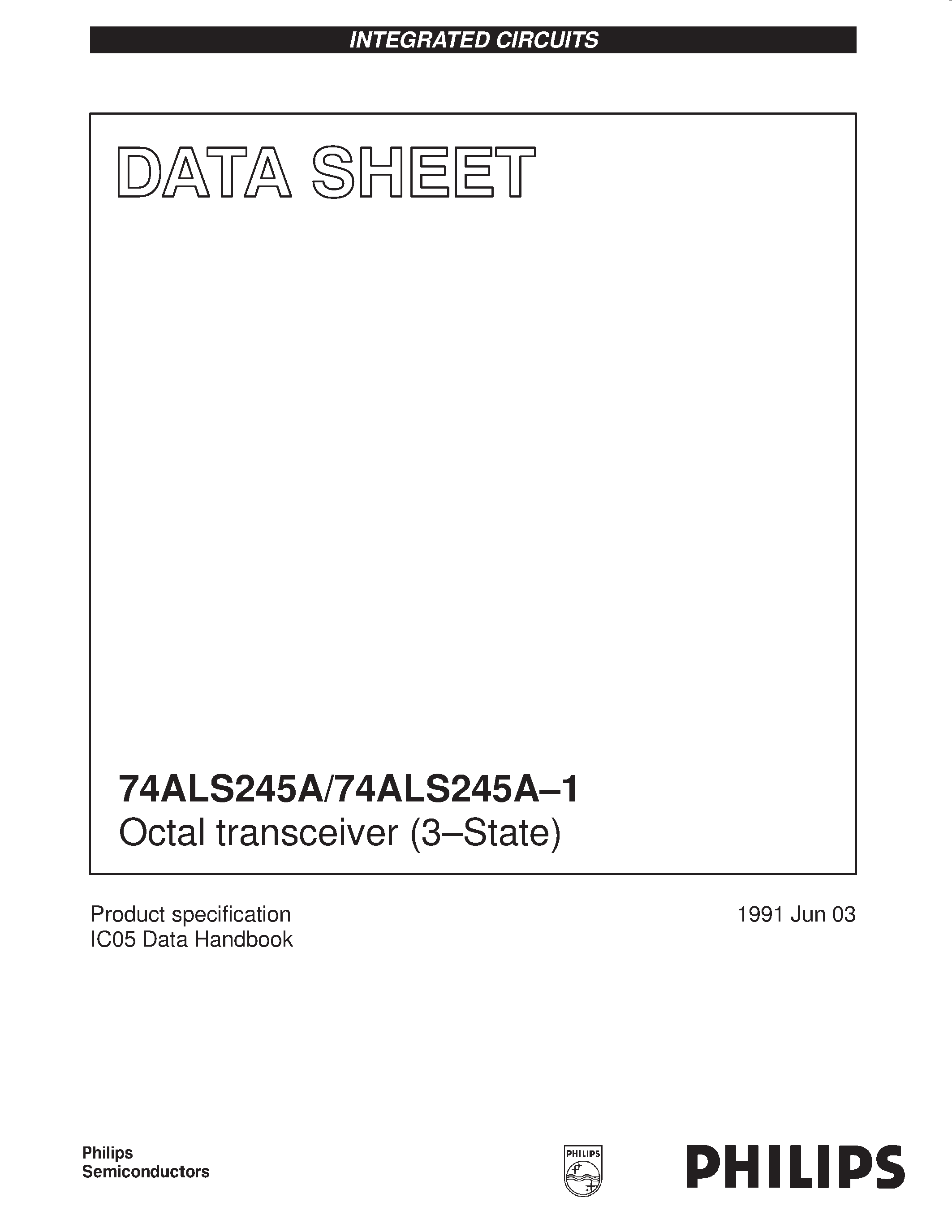 Даташит 744ALS245A-1D - Octal transceiver 3-State страница 1