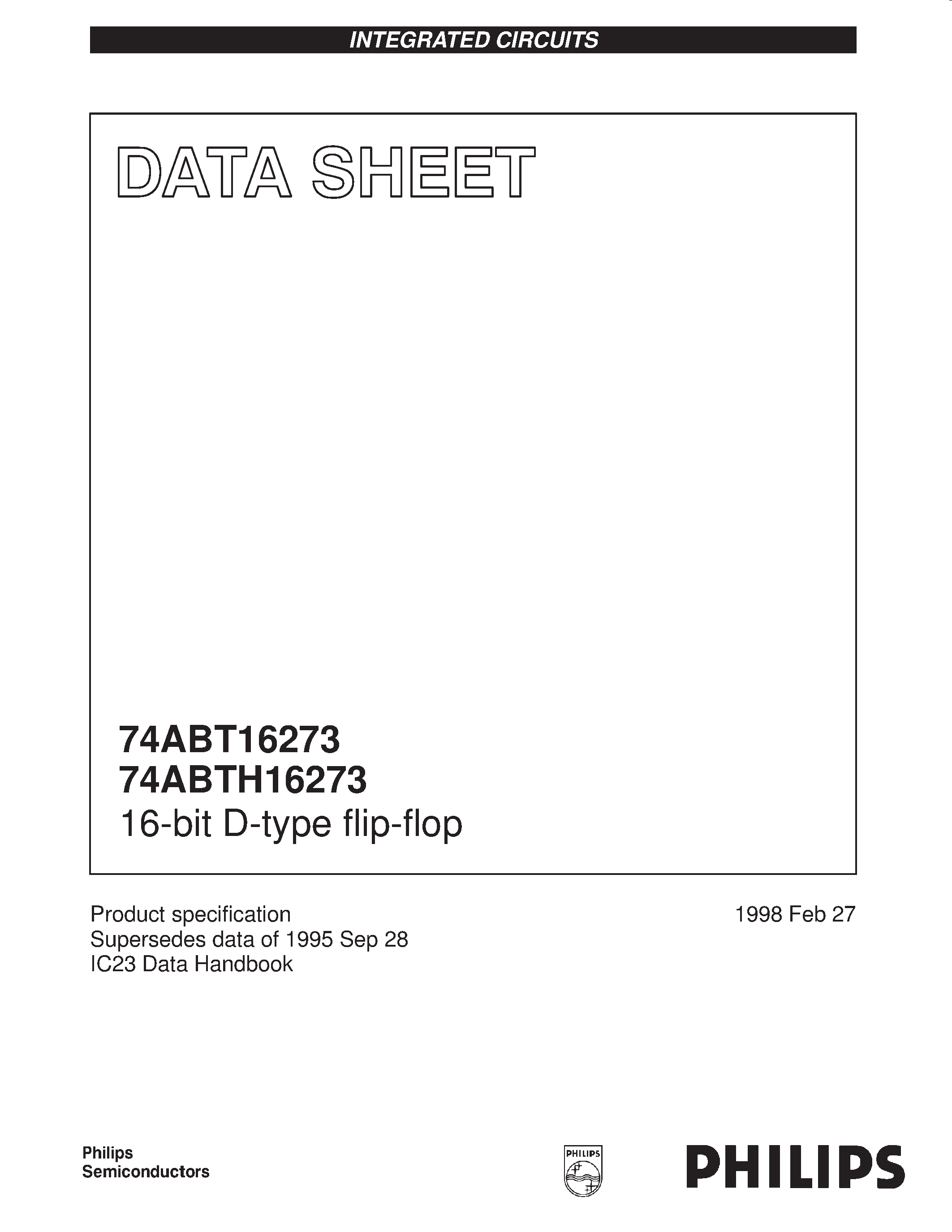 Datasheet 74ABT16273DL - 16-bit D-type flip-flop page 1