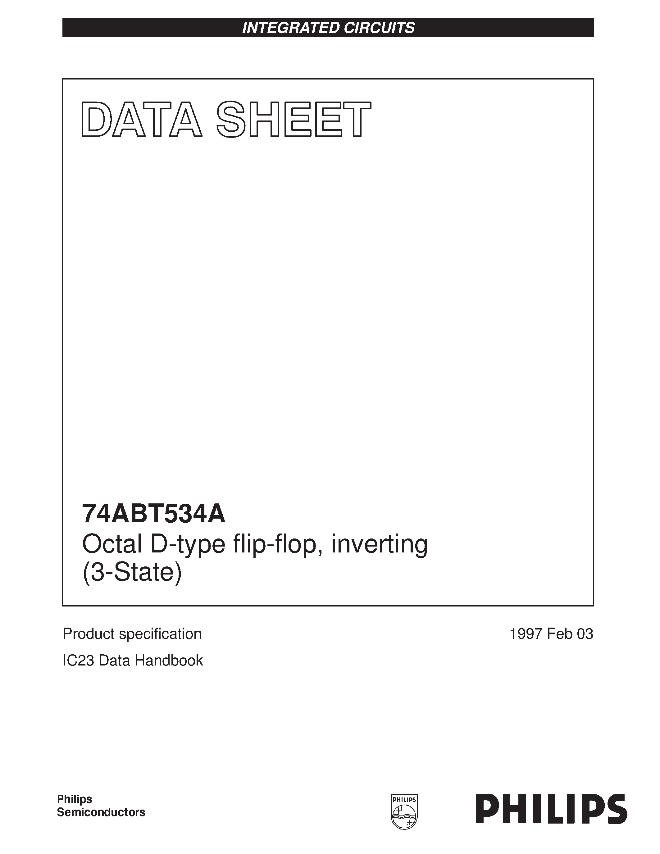 Datasheet 74ABT534AN - Octal D-type flip-flop/ inverting 3-State page 1