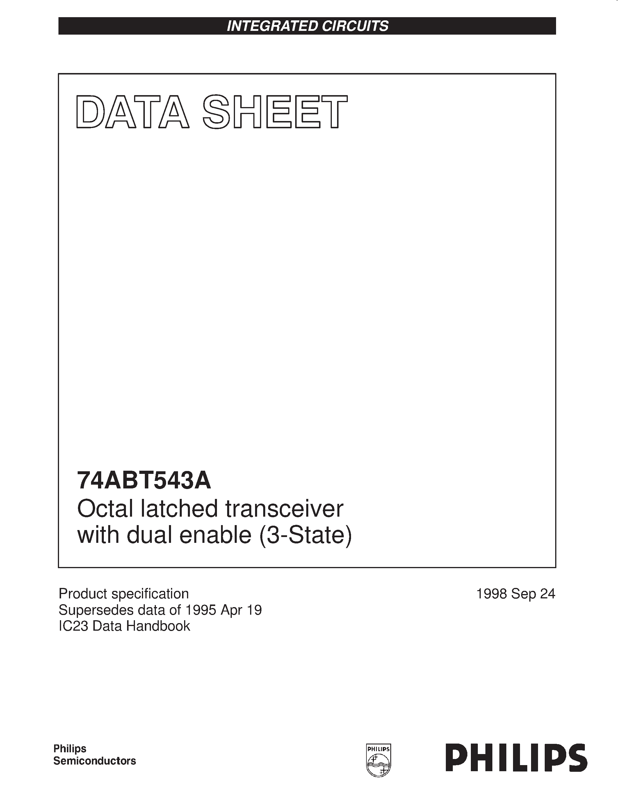 Datasheet 74ABT543ADB - Octal latched transceiver with dual enable 3-State page 1