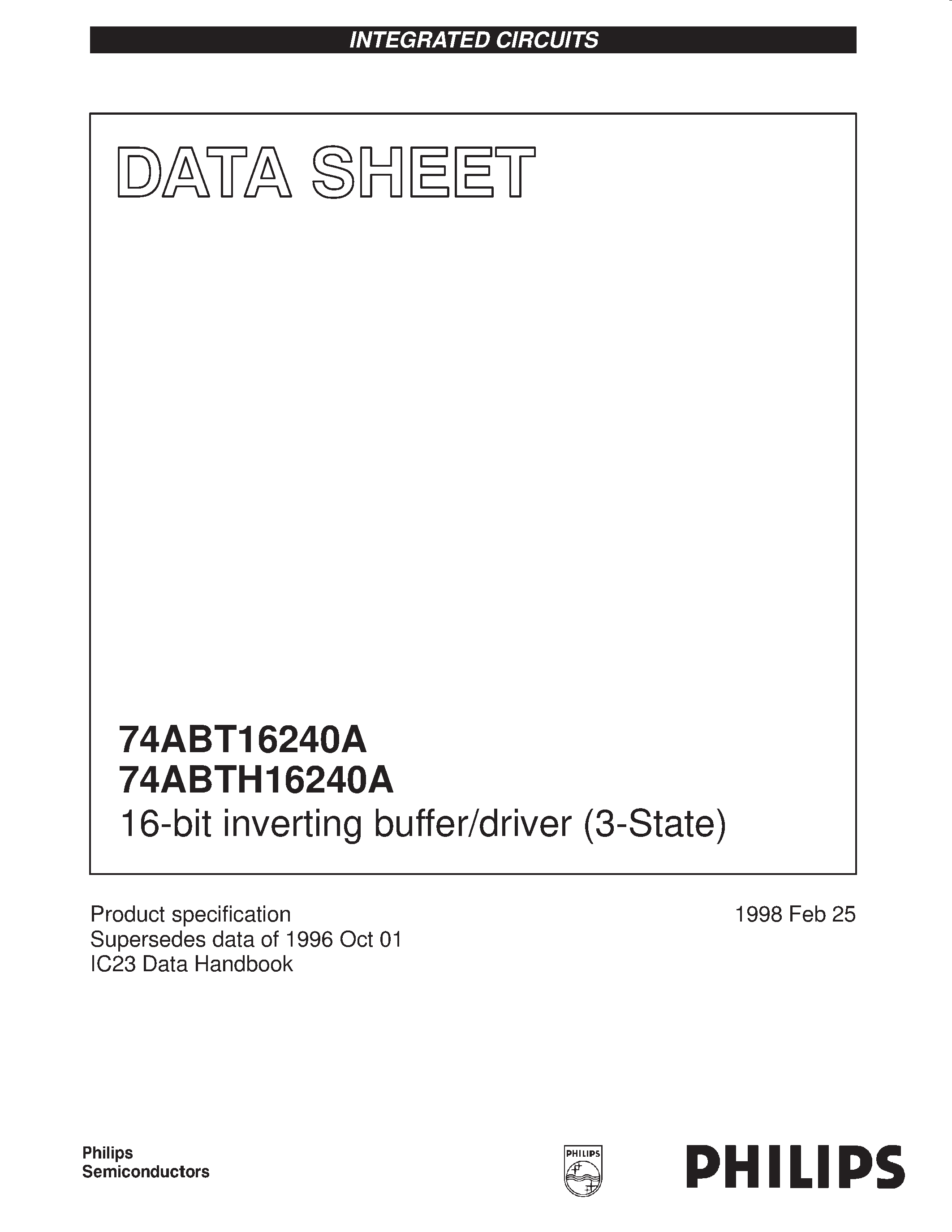 Даташит 74ABTH16241A - 16-bit buffer/driver 3-State страница 1