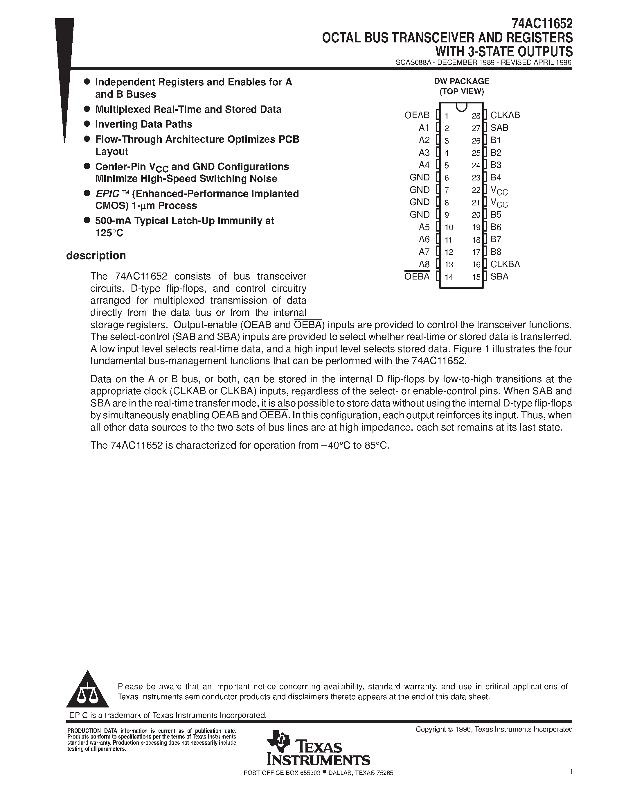Datasheet 74AC11B - TRIPLE 3-INPUT AND GATE page 1
