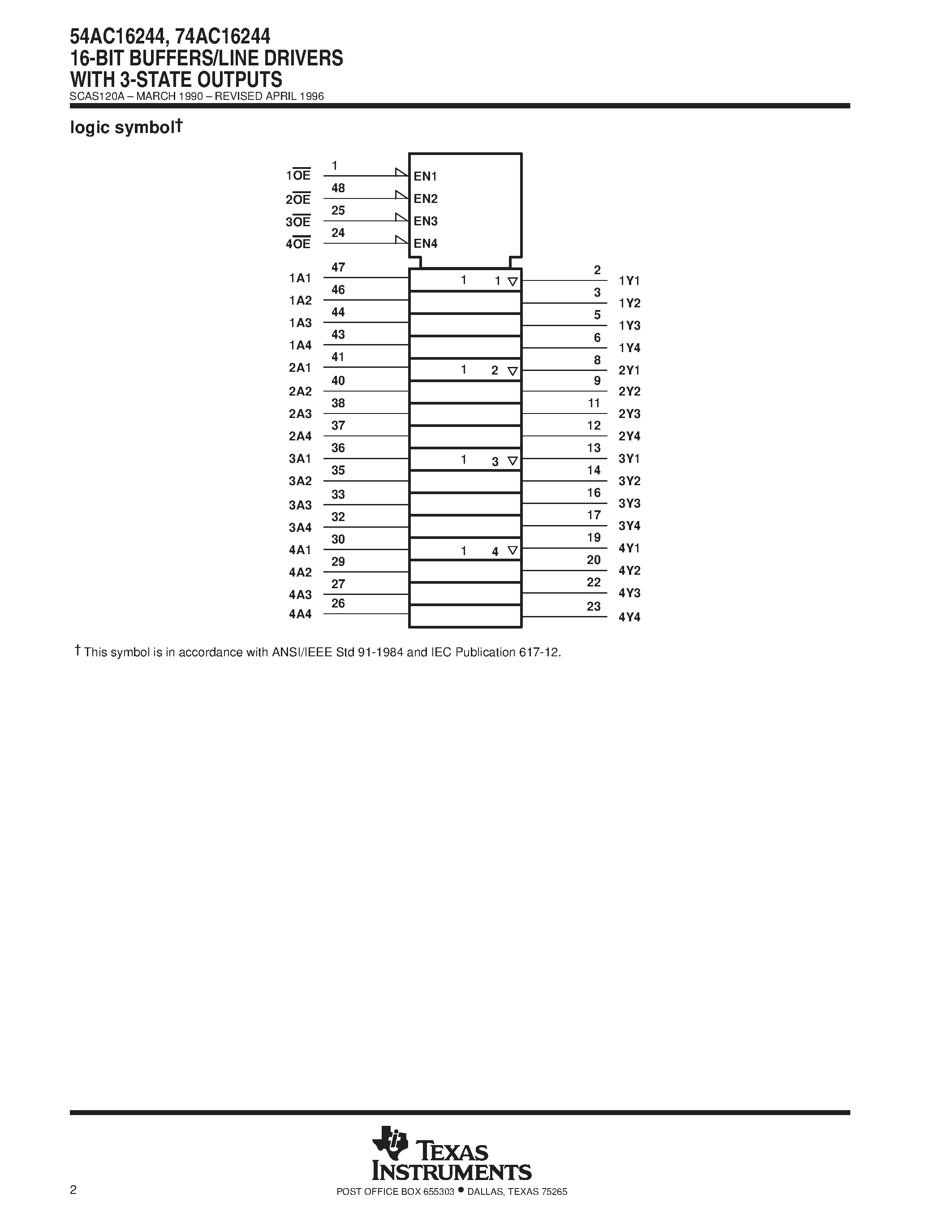 Даташит на микросхему 74AC16244SSC страница 2 Даташит 74AC16244SSC - 16-Bit Buffer/Line Driver with 3-STATE Outputs страница 2