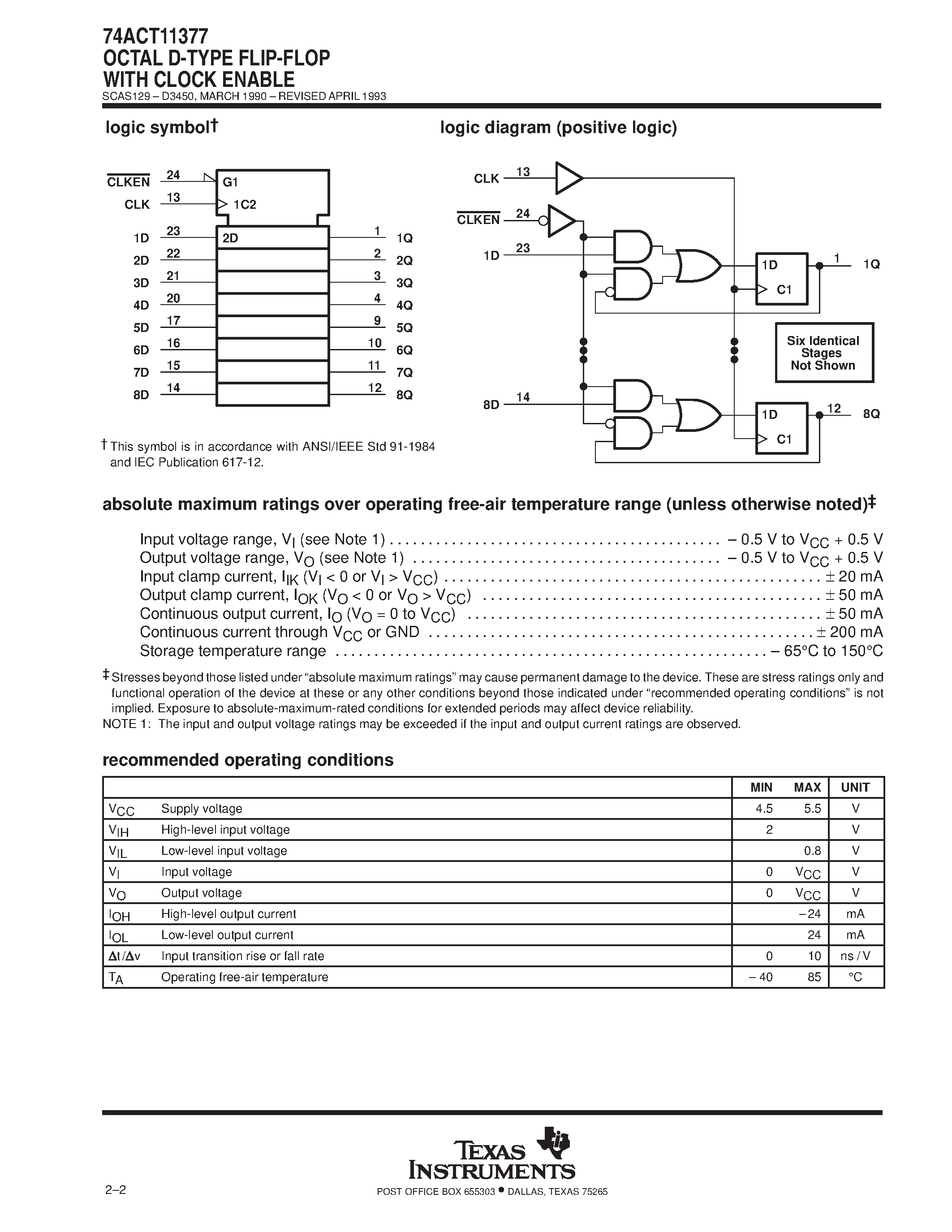 Datasheet 74ACT11377D - OCTAL D TYPE FLIP FLOP WITH ENABLE page 2