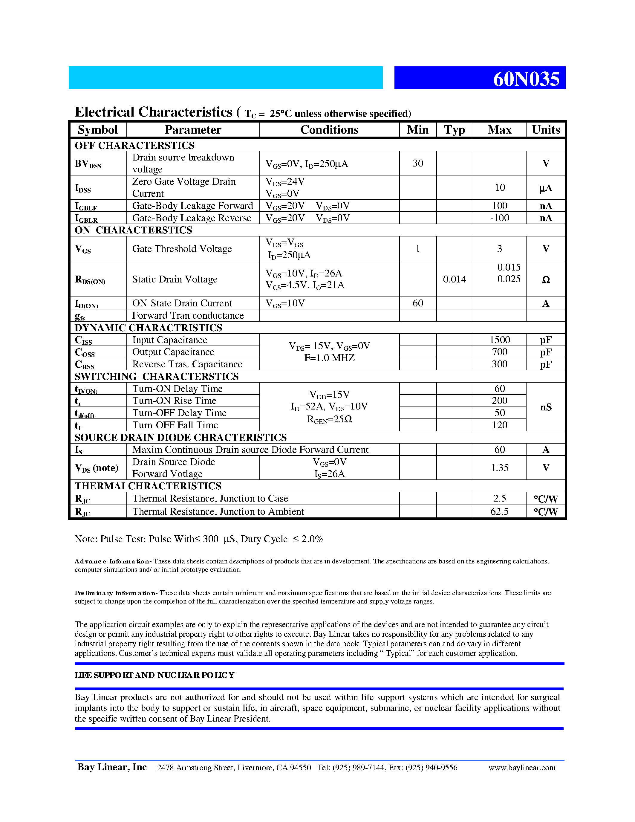 Даташит на микросхему 60N035 страница 2 Даташит 60N035 - N-Channel Field Effect Transistor страница 2