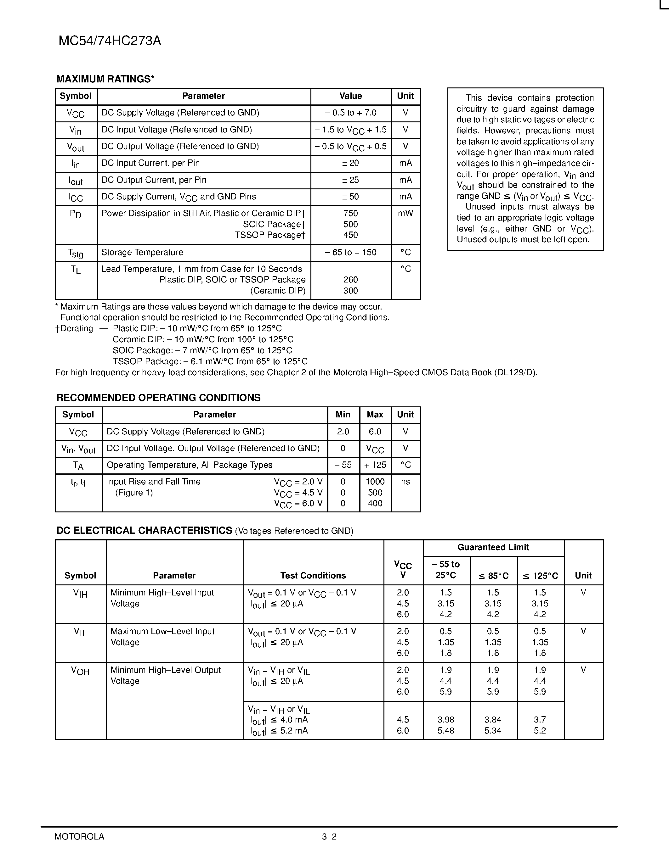 Datasheet 74273 page 2 Datasheet 74273 - Octal D Flip-Flop with Common Clock and Reset page 2