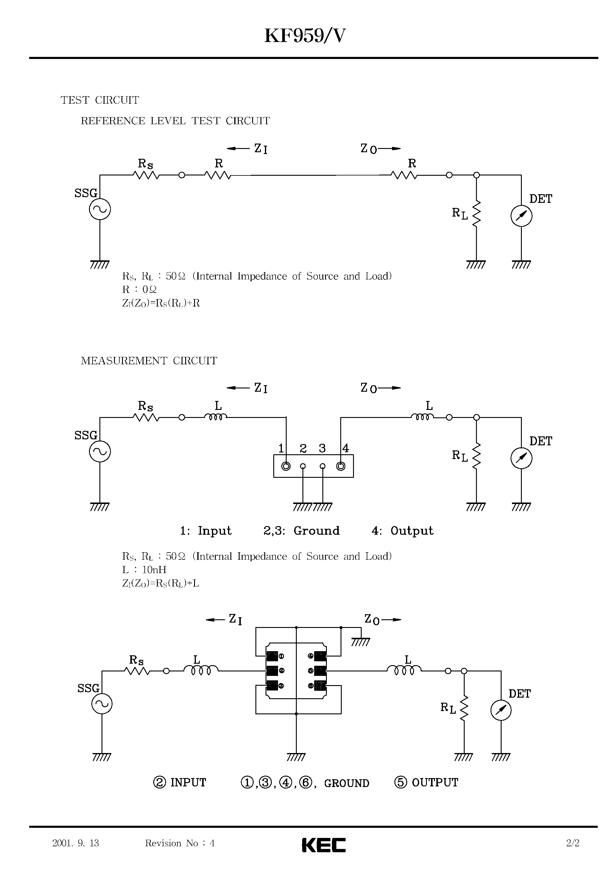 Даташит на микросхему KF959V страница 2 Даташит KF959V - SPECIFICATIONS FOR SAW FILTER(BAND PASS FILTERS FOR RF CIRCUITS OF CORDLESS PHONE(CT-1+) страница 2