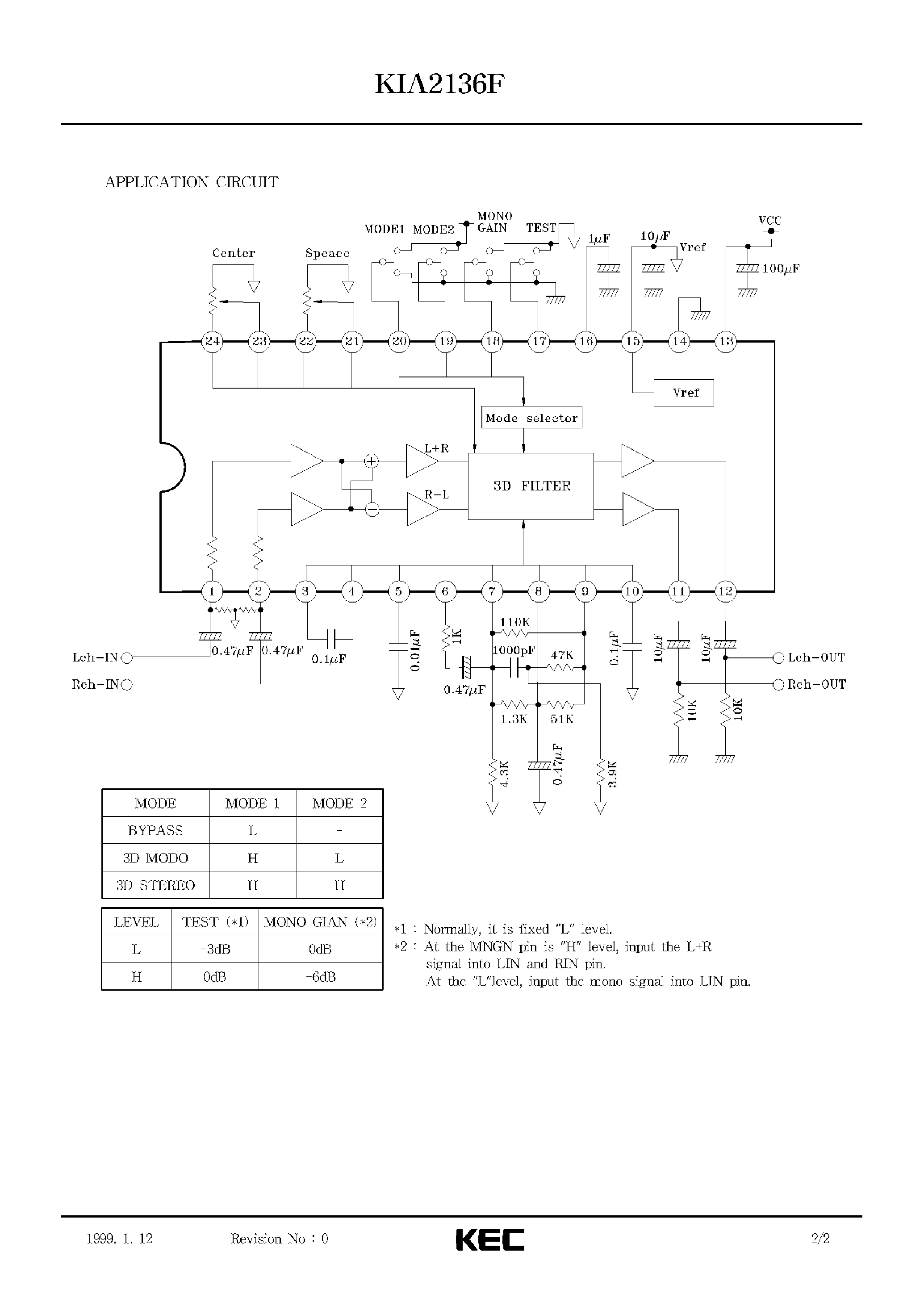 Datasheet KIA2136 - BIPOLAR LINEAR INTEGRATED CIRCUIT page 2