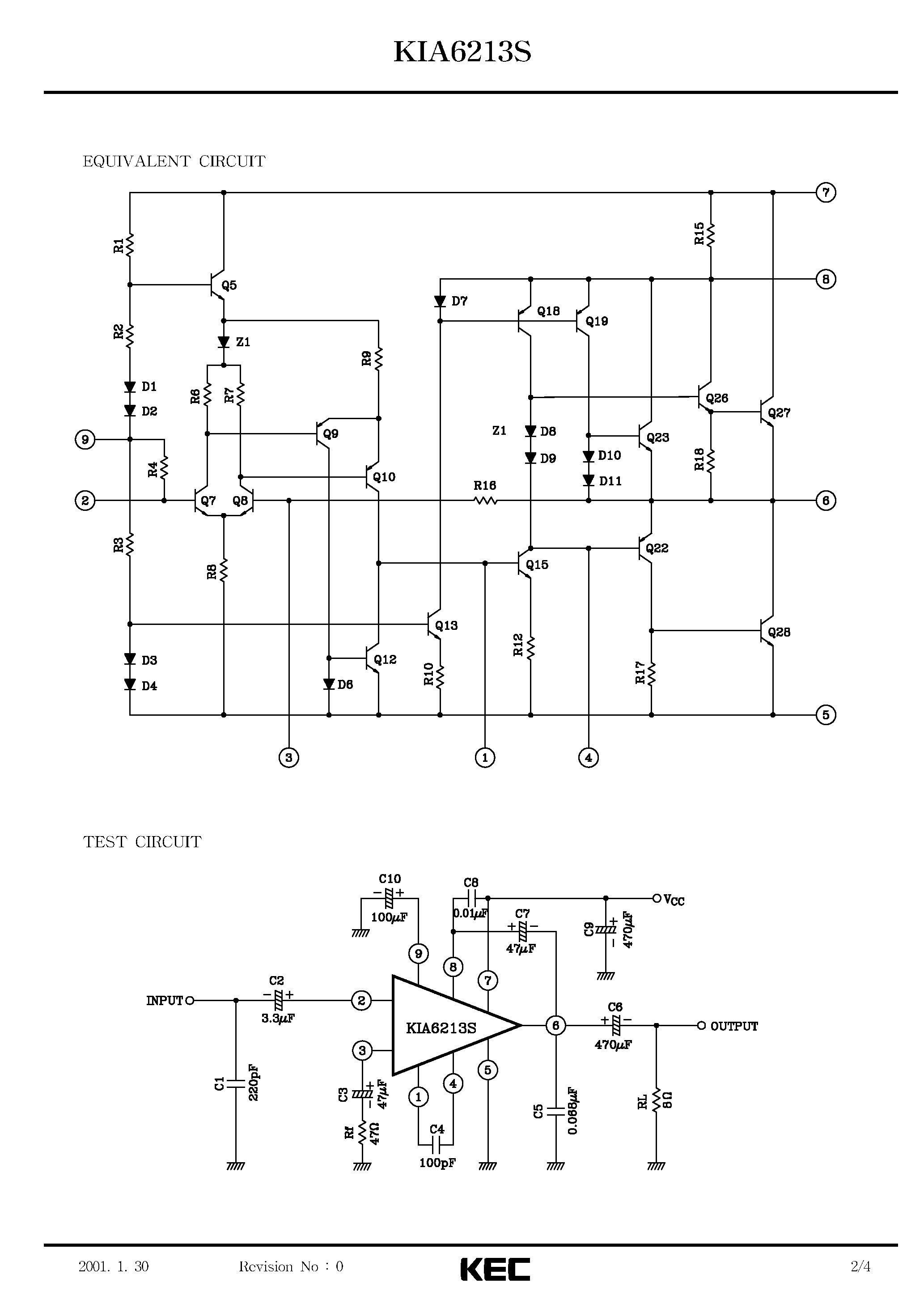Datasheet KIA6213S page 2 Datasheet KIA6213S - BIPOLAR LINEAR INTEGRATED CIRCUIT (AUDIO POWER AMPLIFIER) page 2