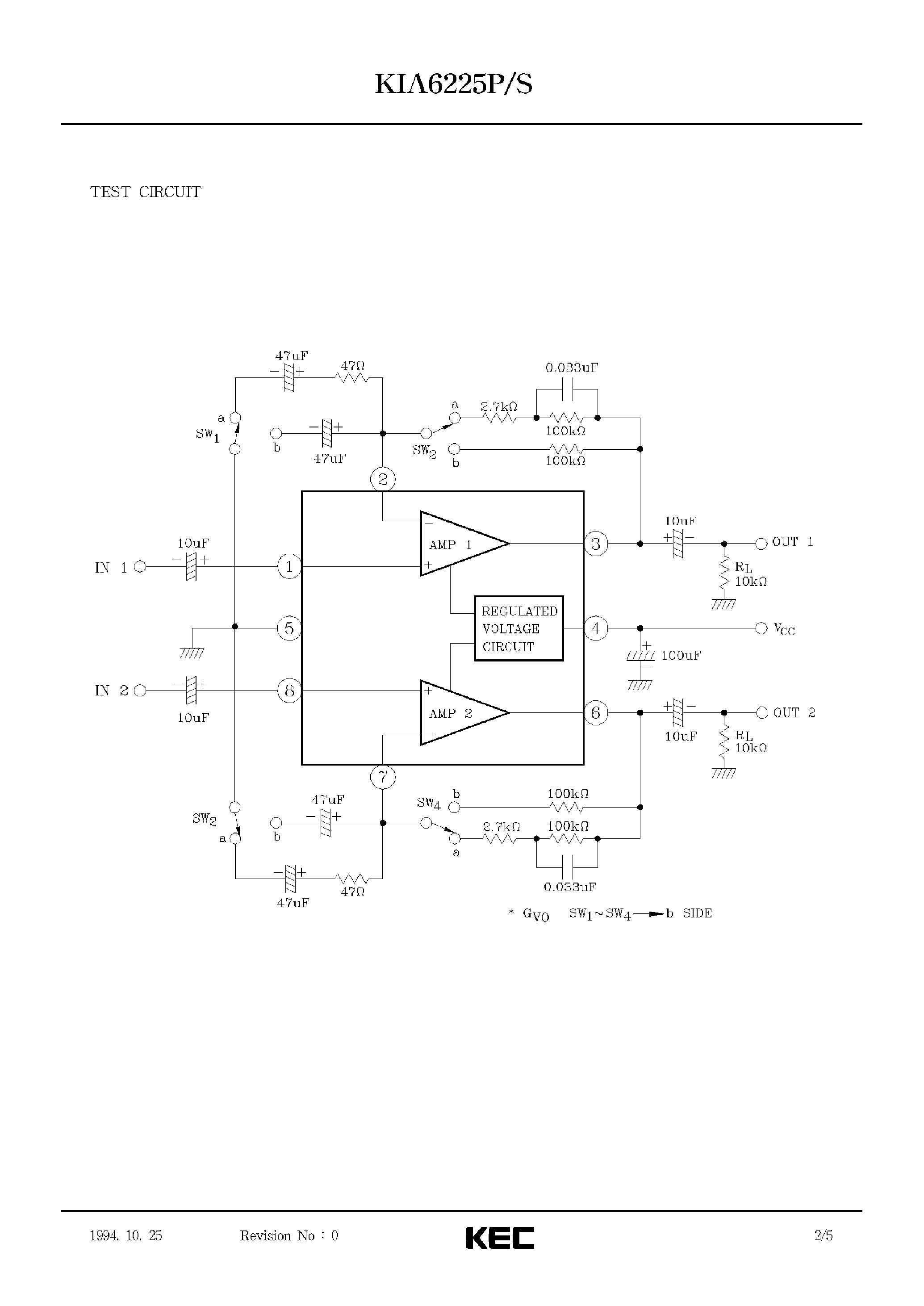 Datasheet KIA6225P - BIPOLAR LINEAR INTEGRATED CIRCUIT (DUAL PRE-AMPLIFIER) page 2