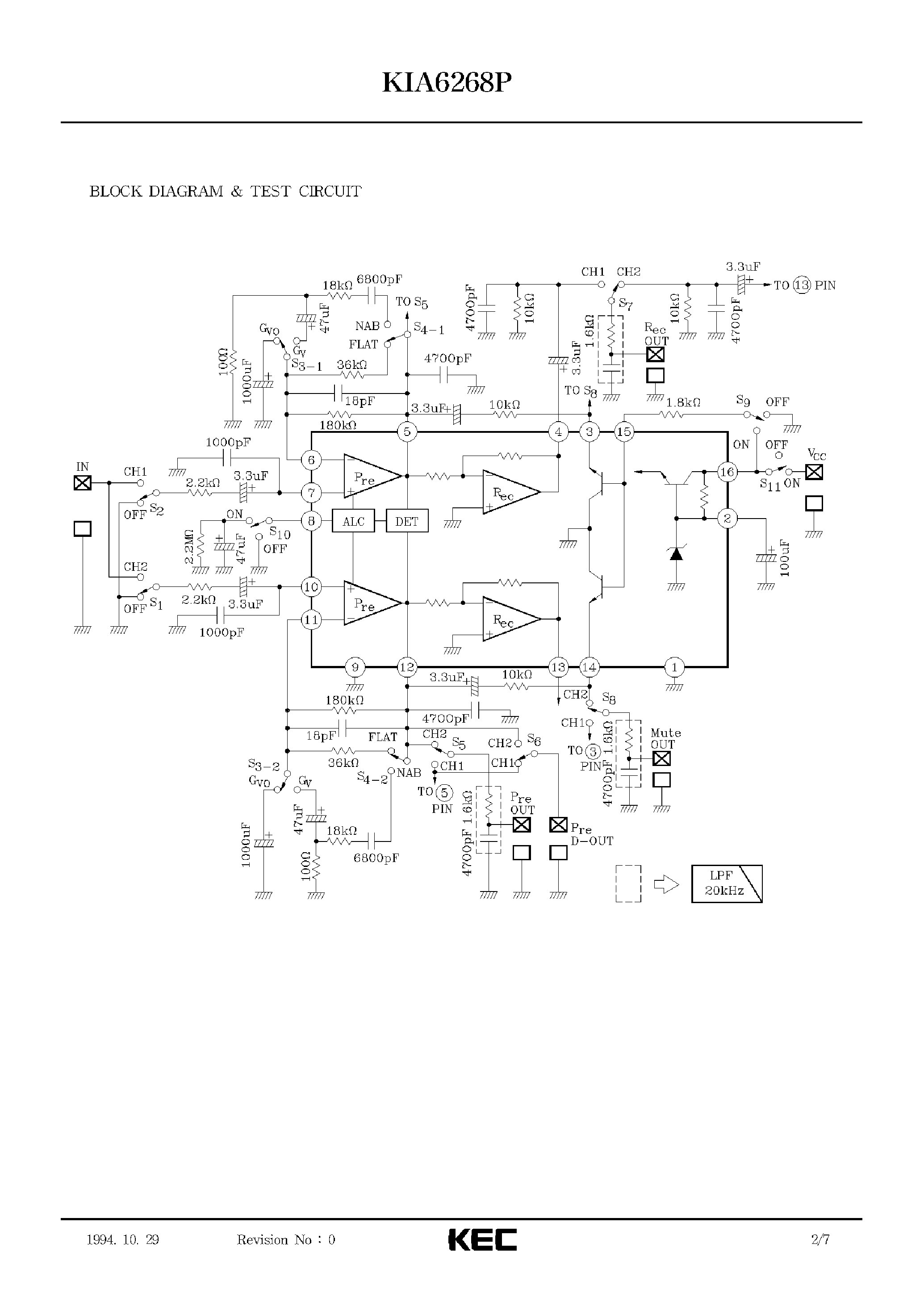 Datasheet KIA6268P - BIPOLAR LINEAR INTEGRATED CIRCUIT (DUAL RECORD/PLAY PRE-AMPLIFIER) page 2