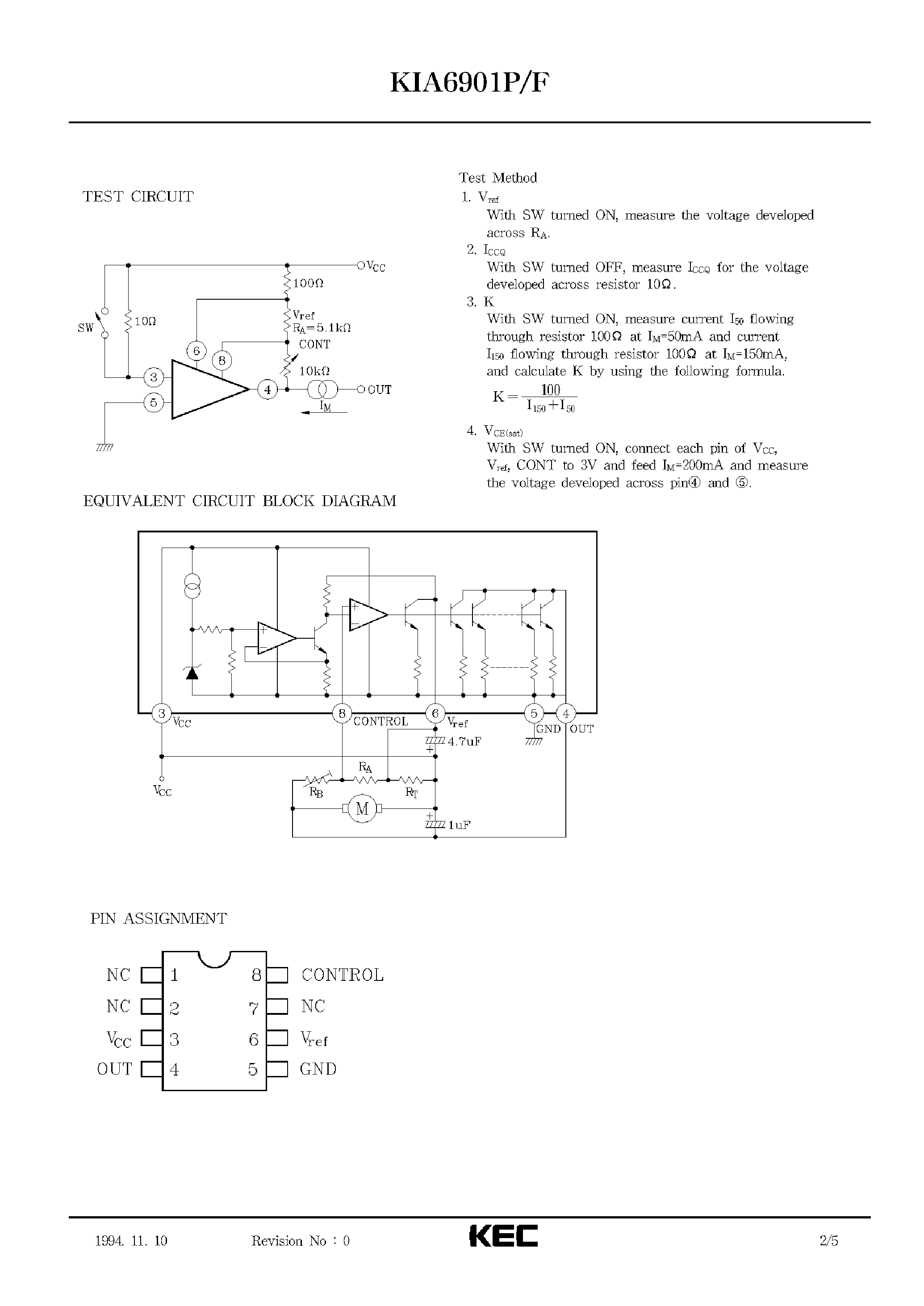 Datasheet KIA6901F - BIPOLAR LINEAR INTEGRATED CIRCUIT page 2