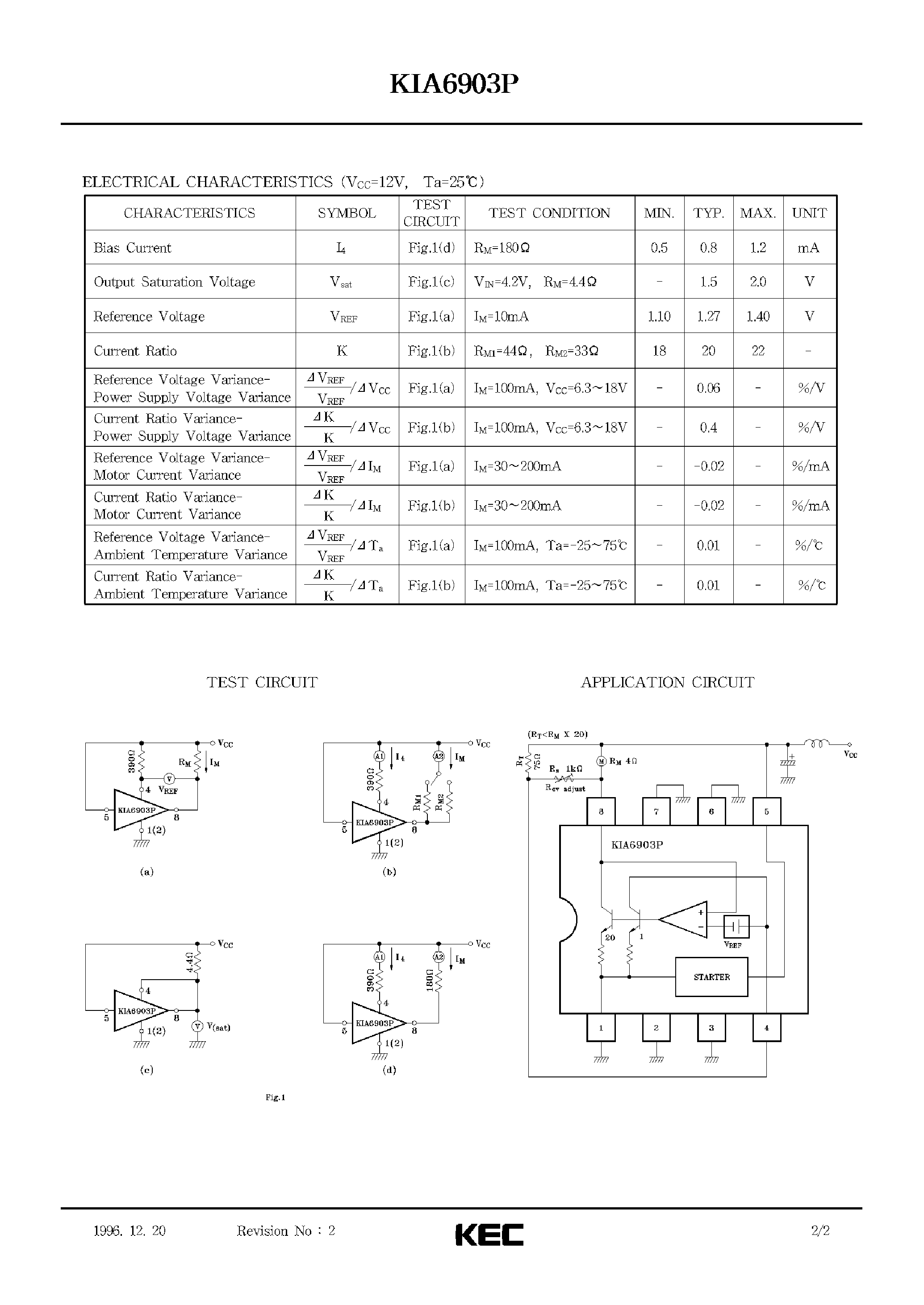 Datasheet KIA6903P page 2 Datasheet KIA6903P - BIPOLAR LINEAR INTEGRATED CIRCUIT (DC MOTOR SPEED CONTROLLER FOR CASSETTE TAPE RECORDER SYSTEM) page 2