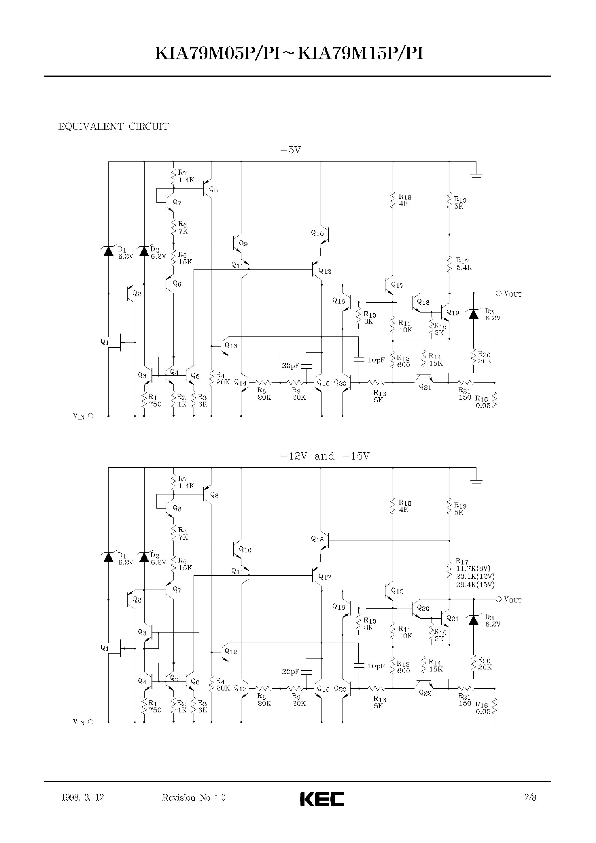 Даташит на микросхему KIA79M12P страница 2 Даташит KIA79M12P - BIPOLAR LINEAR INTEGRATED CIRCUIT (THREE TERMINAL NEGATIVE VOLTAGE REGULATORS) страница 2
