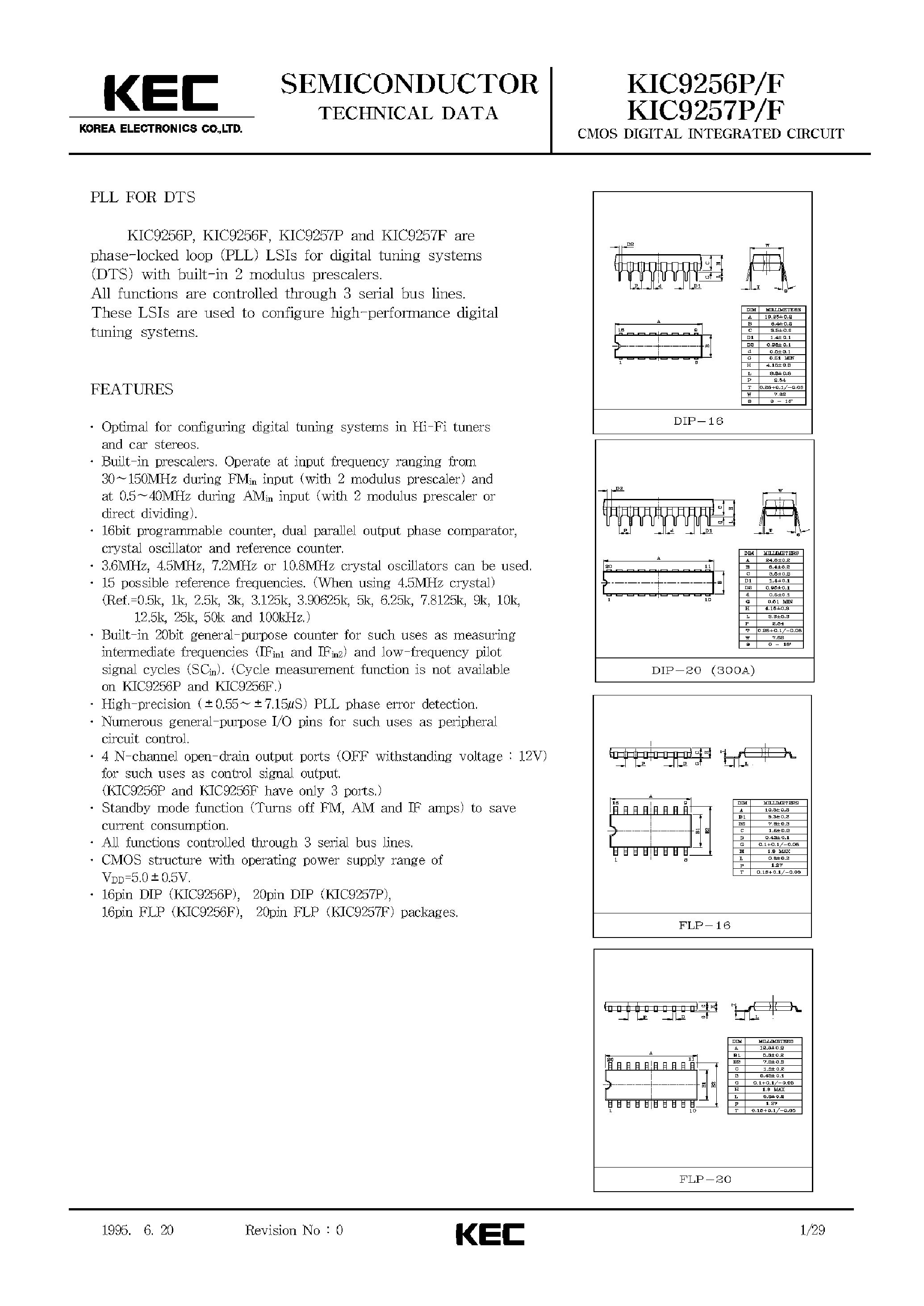 Datasheet KIC9256 - SEMICONDUCTOR TECHNICAL DATA page 1