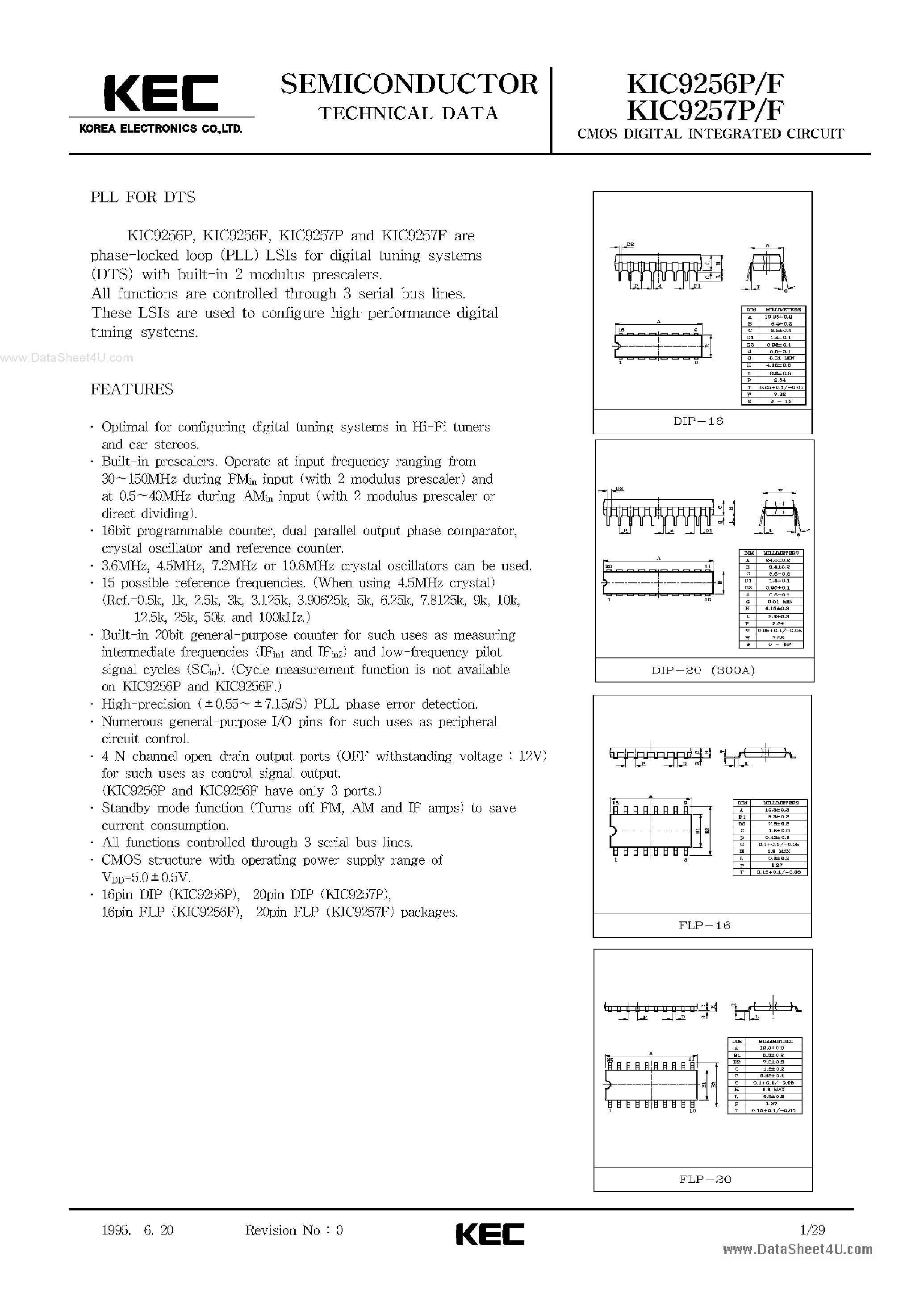 Datasheet KIC9256P/F - SEMICONDUCTOR TECHNICAL DATA page 1