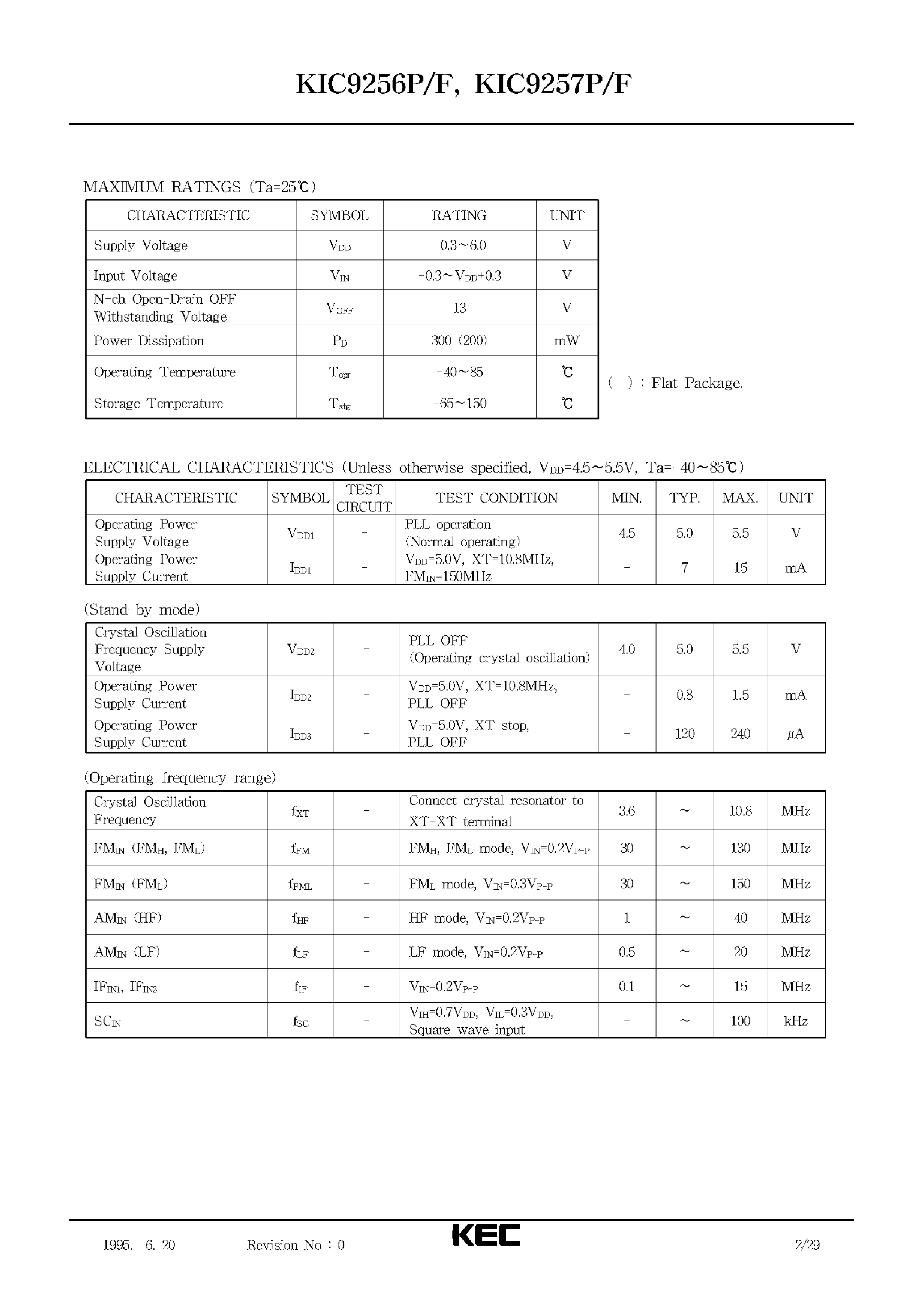 Datasheet KIC9257P/F - SEMICONDUCTOR TECHNICAL DATA page 2