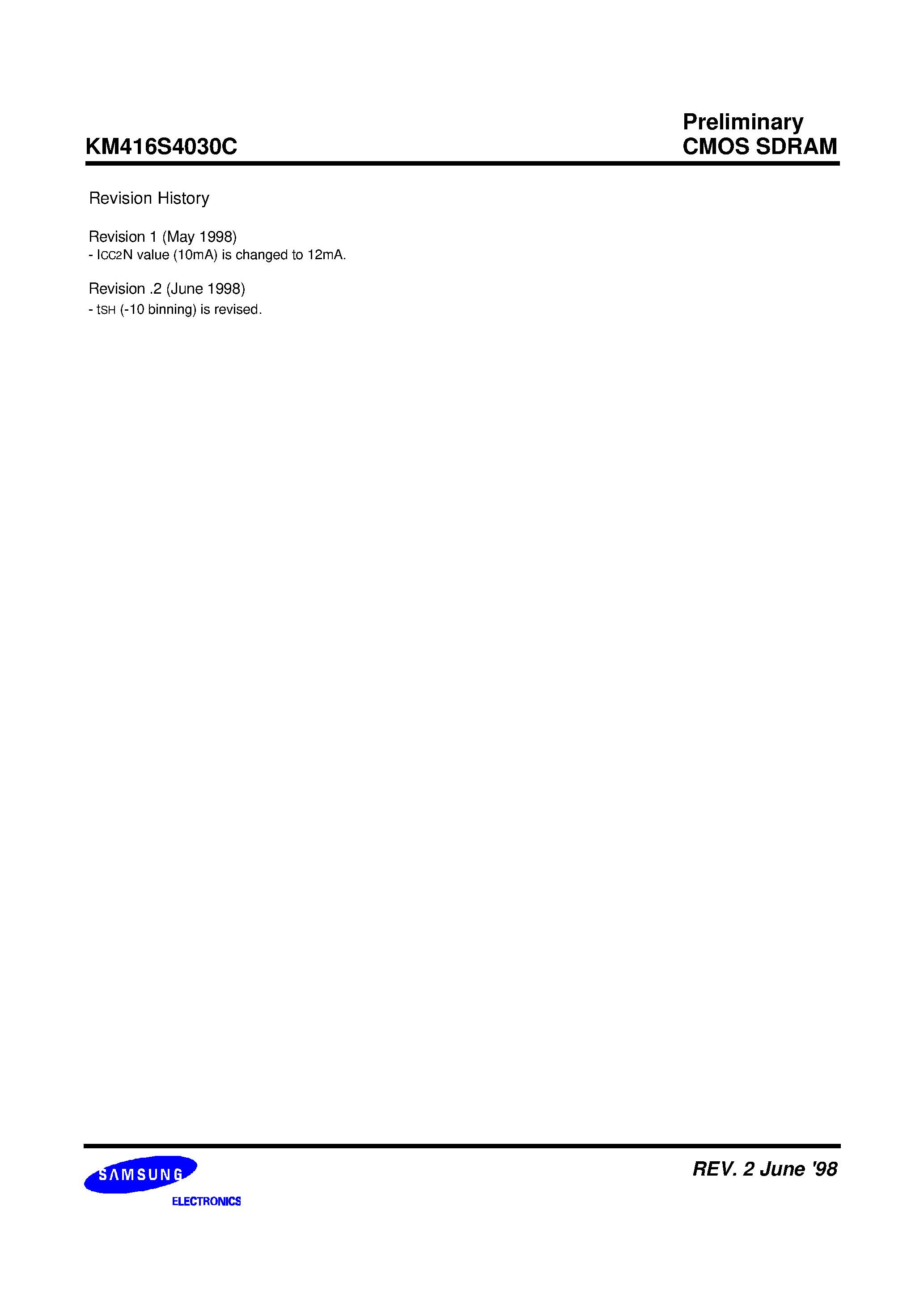 Datasheet KM416S4030CT-FL - 1M x 16Bit x 4 Banks Synchronous DRAM page 1