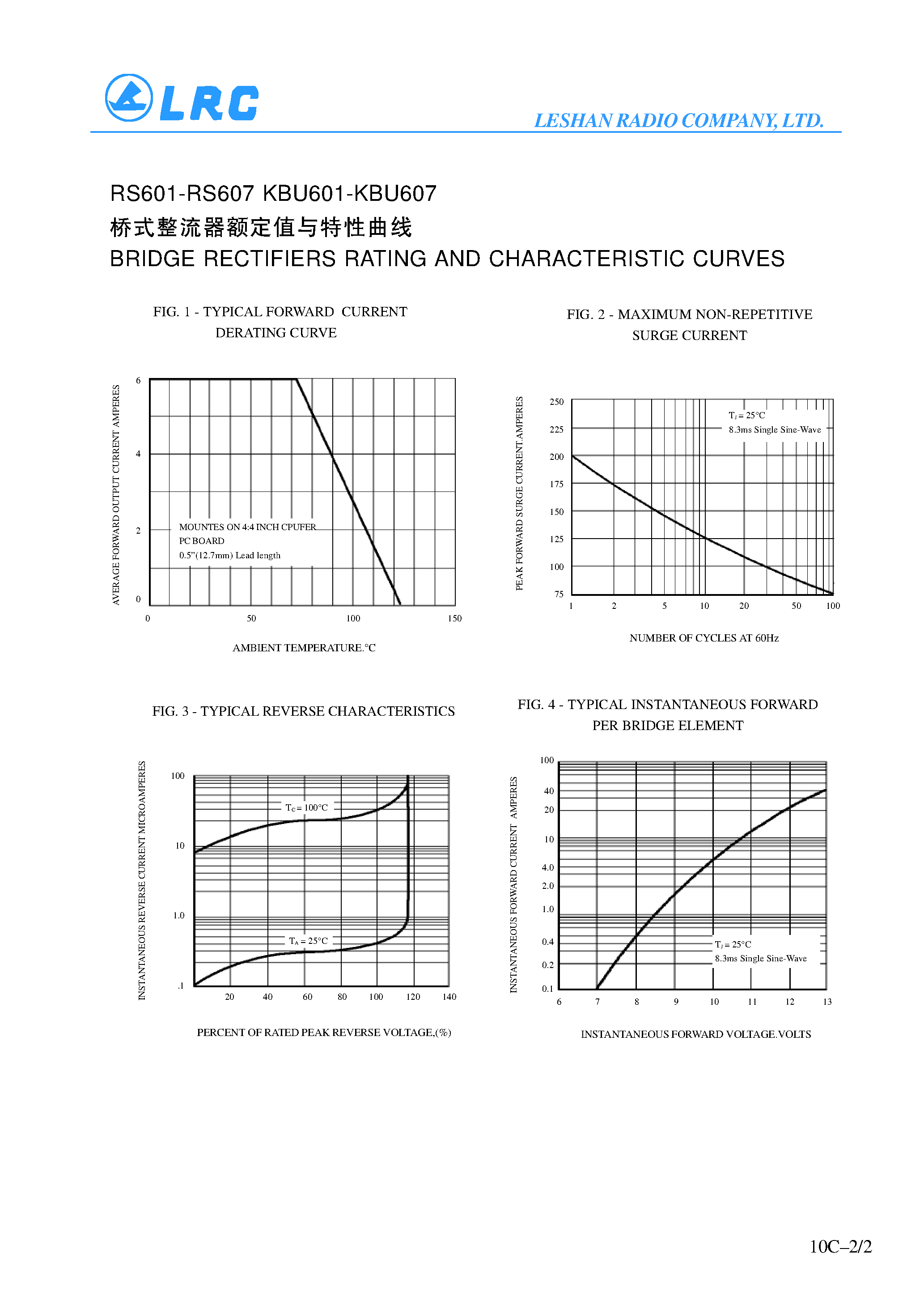 Datasheet KBU607 page 2 Datasheet KBU607 - 6.0A BRIDGE RECTIFIERS page 2