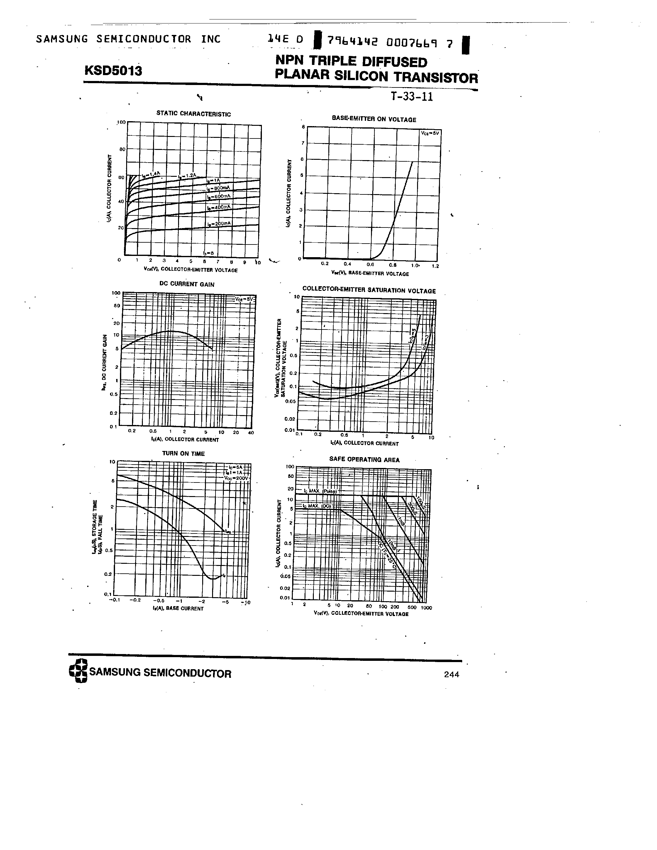 Даташит на микросхему KSD5013 страница 2 Даташит KSD5013 - NPN TRIPLE DIFFUSED(COLOR TV HORIZONTAL OUTPUT) страница 2