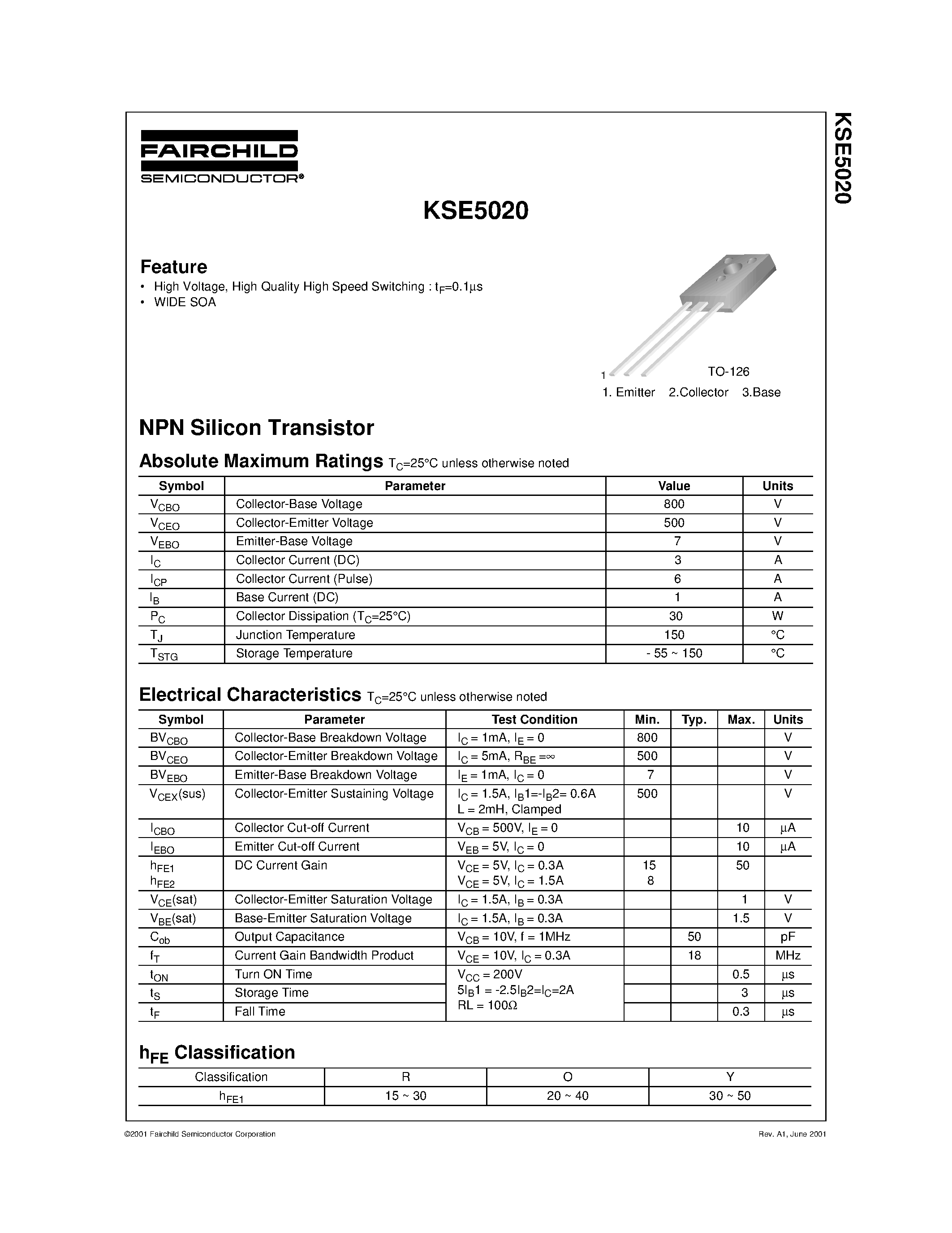 Datasheet KSE5020 - Feature page 1