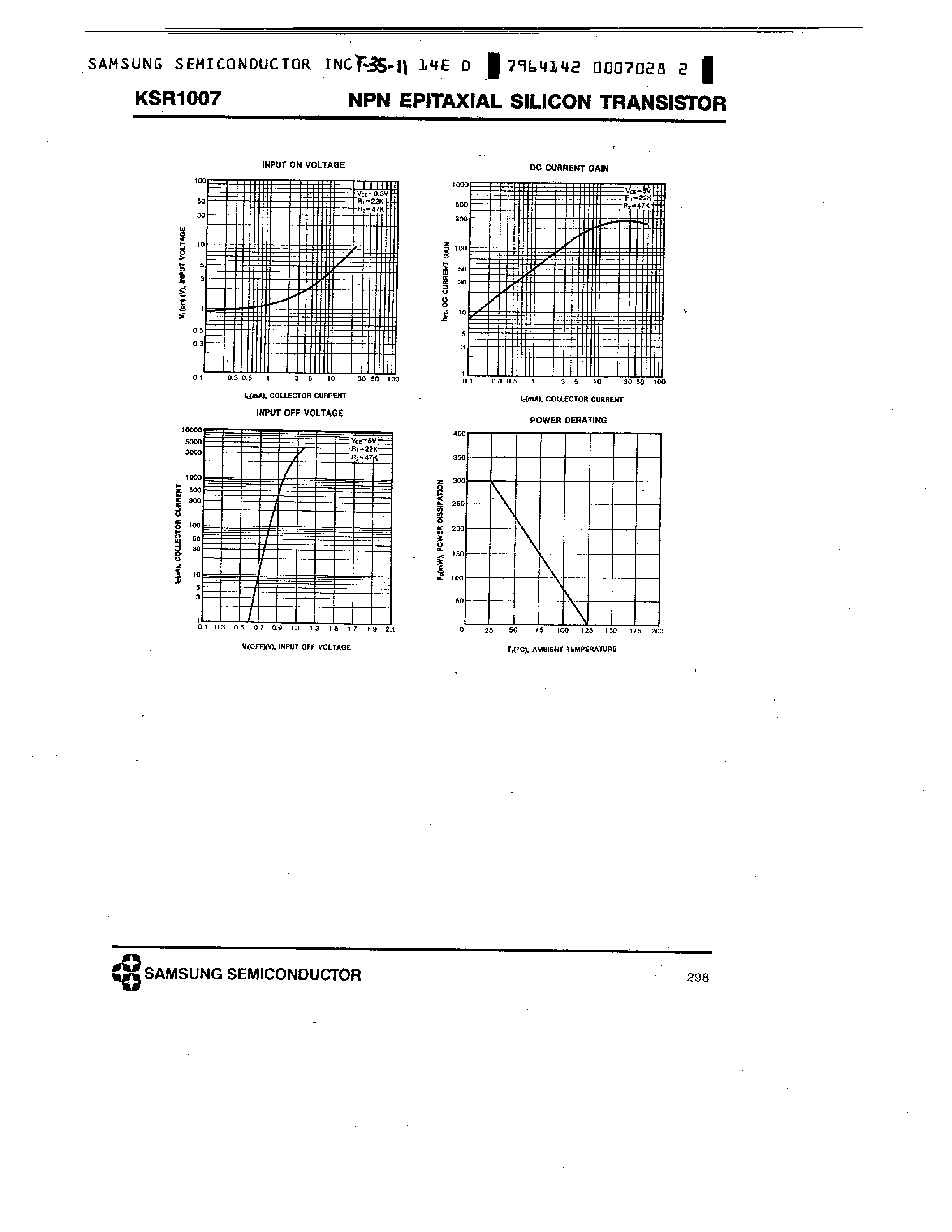 Datasheet KSR1007 - NPN SWITCHING APPLICATION) page 2