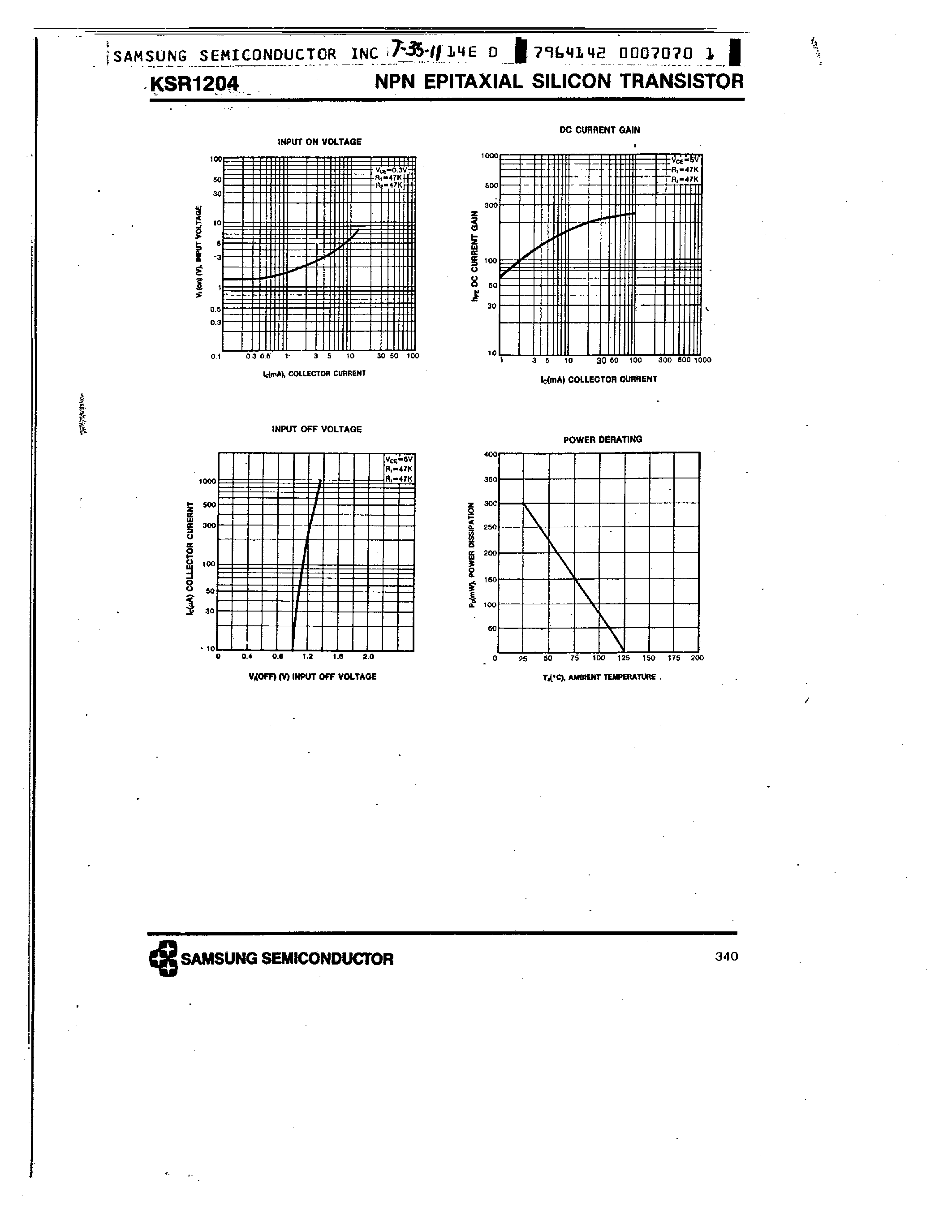 Даташит на микросхему KSR1204 страница 2 Даташит KSR1204 - NPN (SWITCHING APPLICATION) страница 2