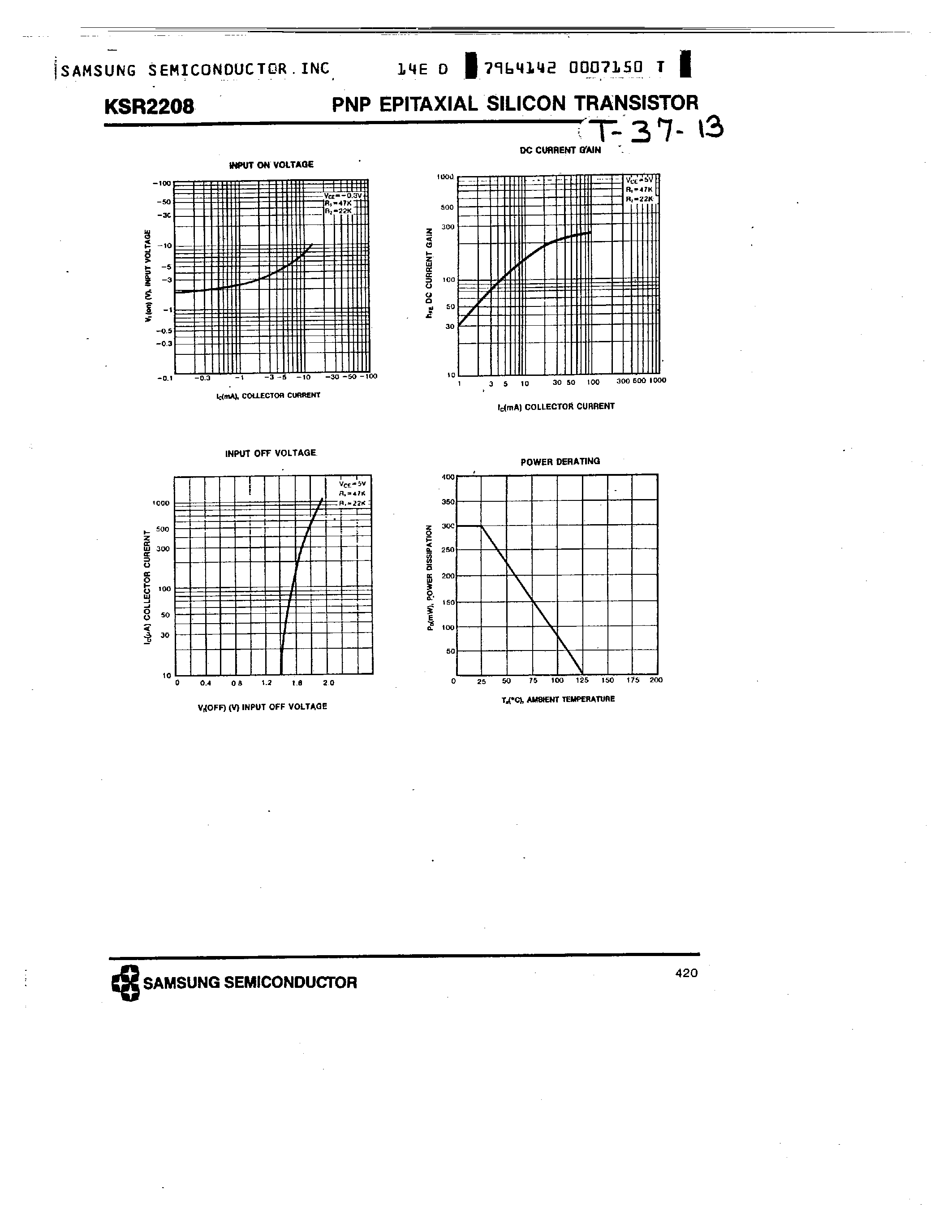 Даташит на микросхему KSR2208 страница 2 Даташит KSR2208 - PNP (SWITCHING APPLICATION) страница 2