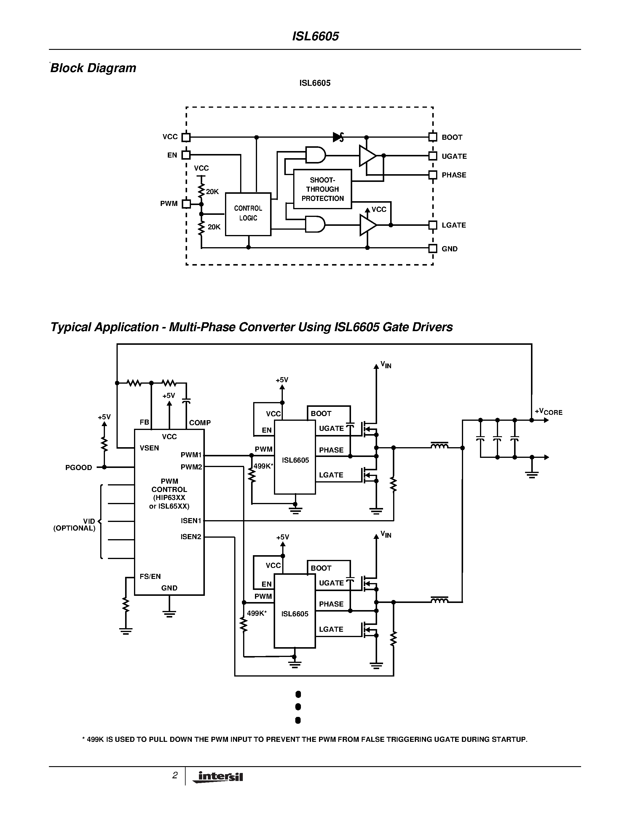 Даташит ISL6605IB-T - Synchronous Rectified MOSFET Driver страница 2