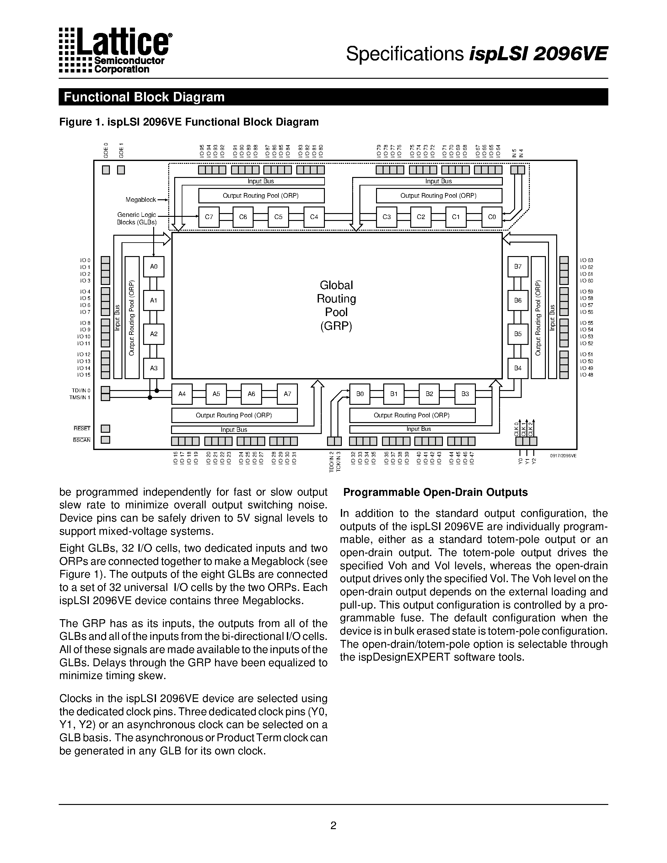 Datasheet ispLSI2096VE-100LT128 - 3.3V In-System Programmable SuperFAST High Density PLD page 2