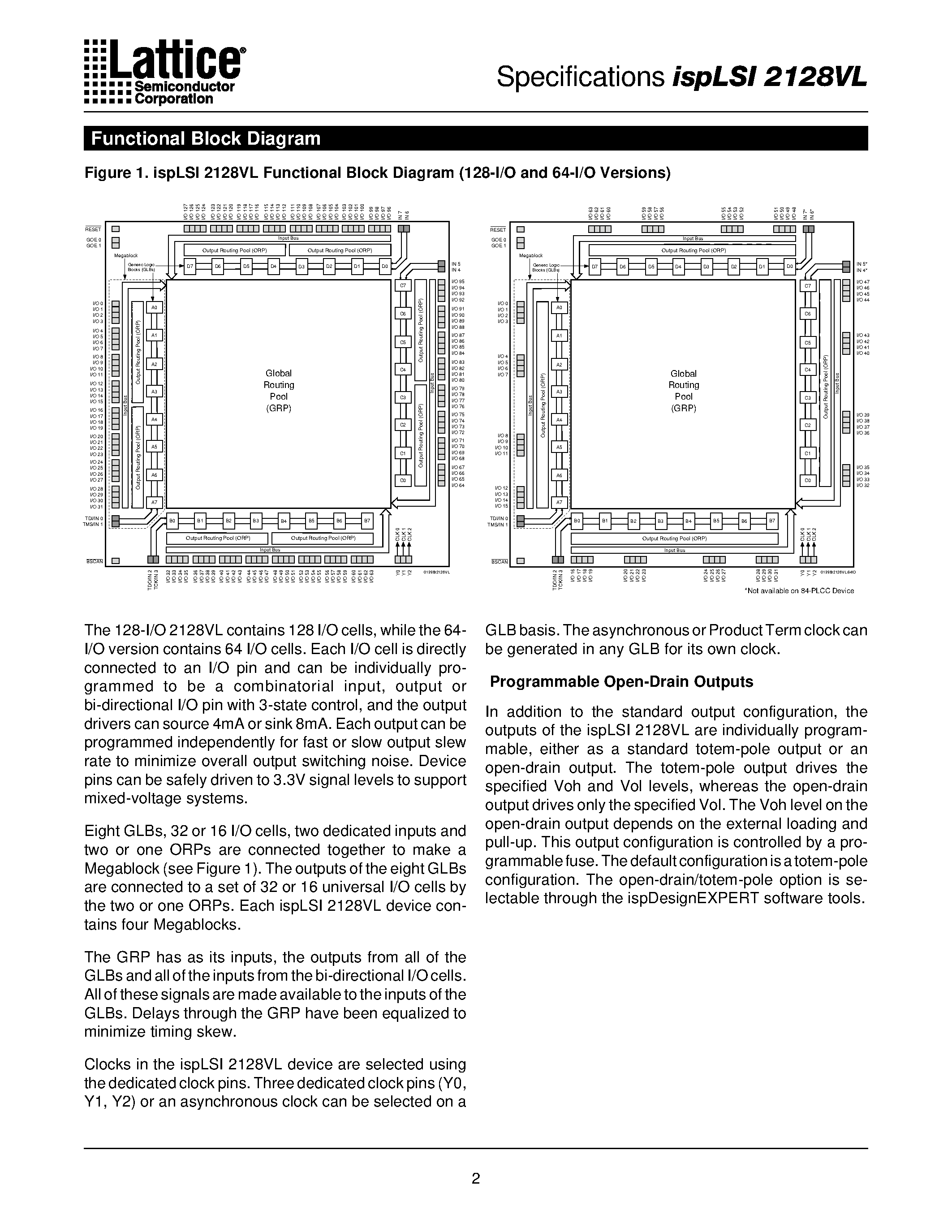 Datasheet ispLSI2128VL-135LT100I - 2.5V In-System Programmable SuperFAST High Density PLD page 2