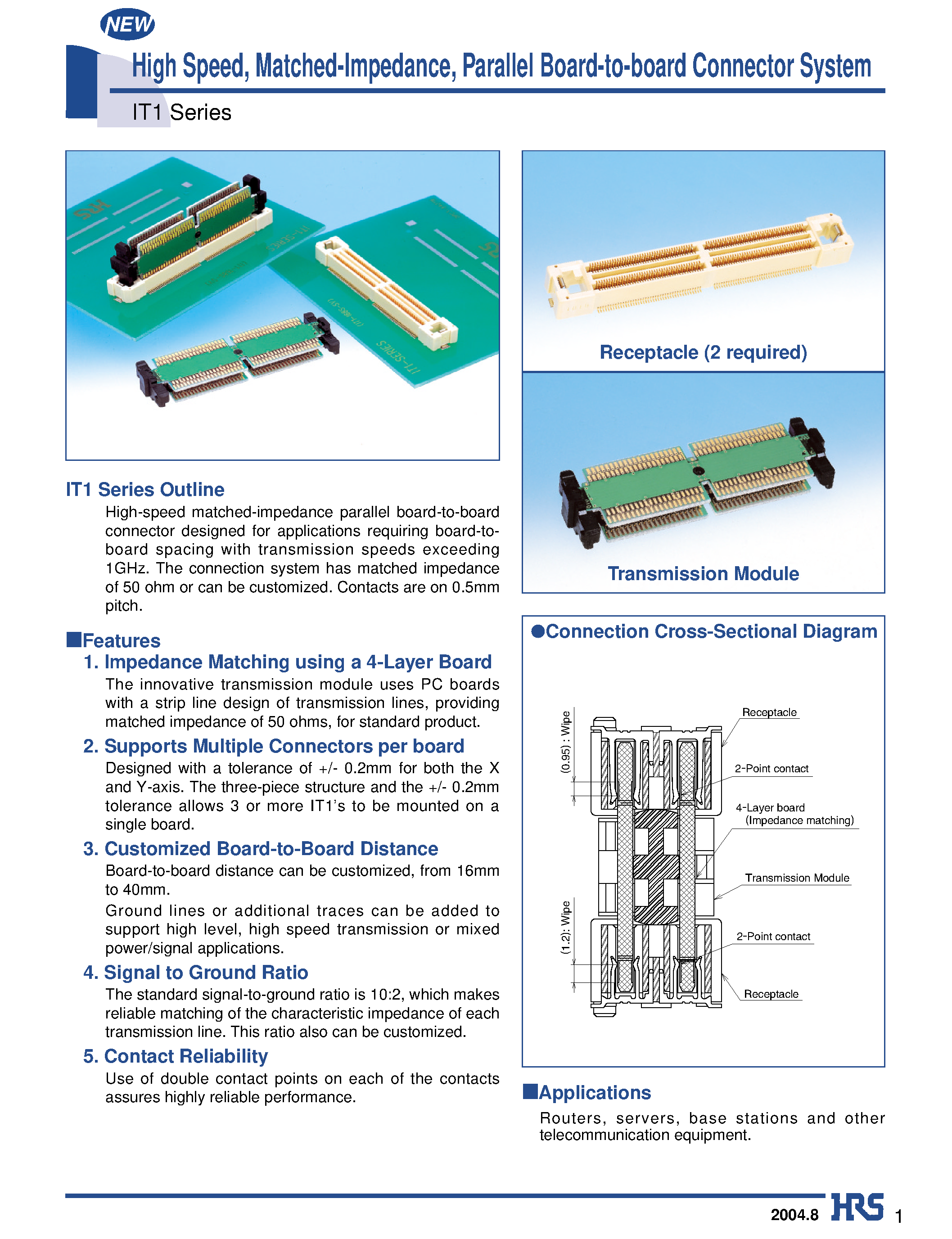 Даташит на микросхему IT1A-252S-SV страница 1 Даташит IT1A-252S-SV - High Speed/ Matched-Impedance/ Parallel Board-to-board Connector System страница 1